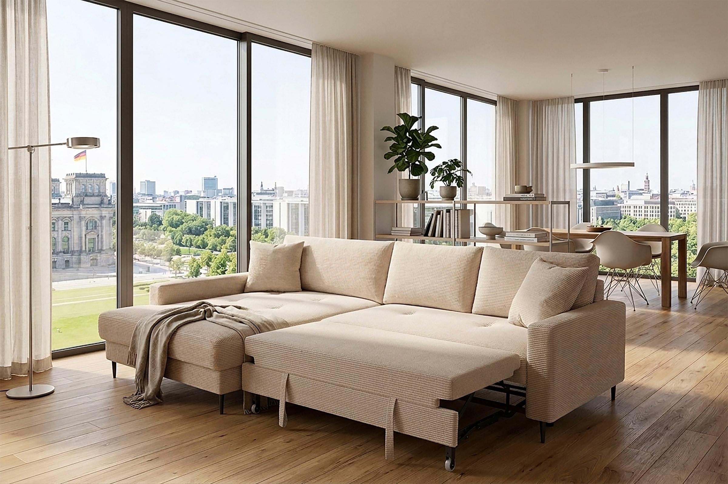 Trends by HG Ecksofa »Summer, B: 284 cm, mit Schlaffunktion und Wellenfederung«