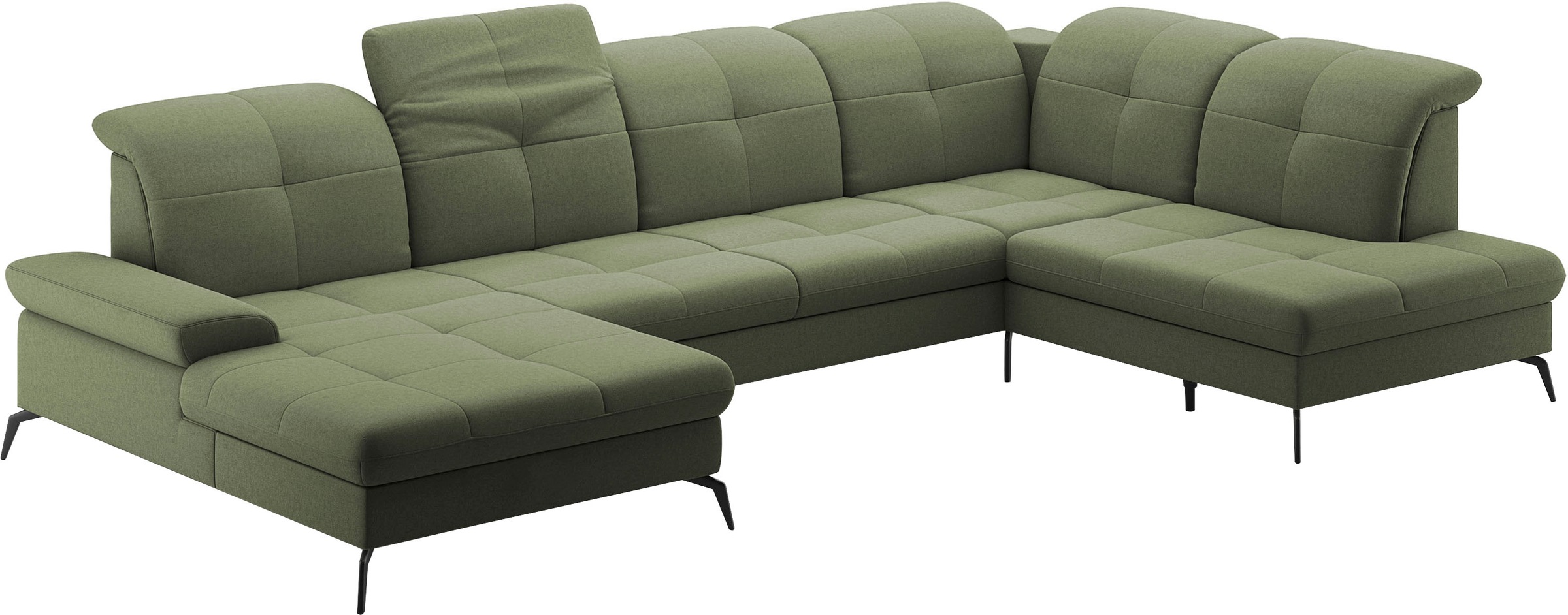sit&more Wohnlandschaft »Amica, U-Form, inkl. Sitztiefenverstellung und Armteilverstellung«, wahlweise mit Kopfteilverstellung, Bettfunktion und Bettkasten