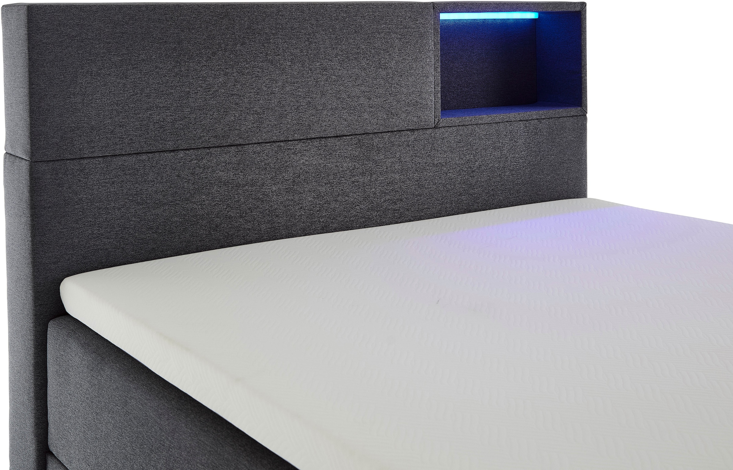 meise.möbel Boxspringbett »Caja mit Bettkasten und Topper«, mit LED ausgestattetes Ablagefach im Kopfteil