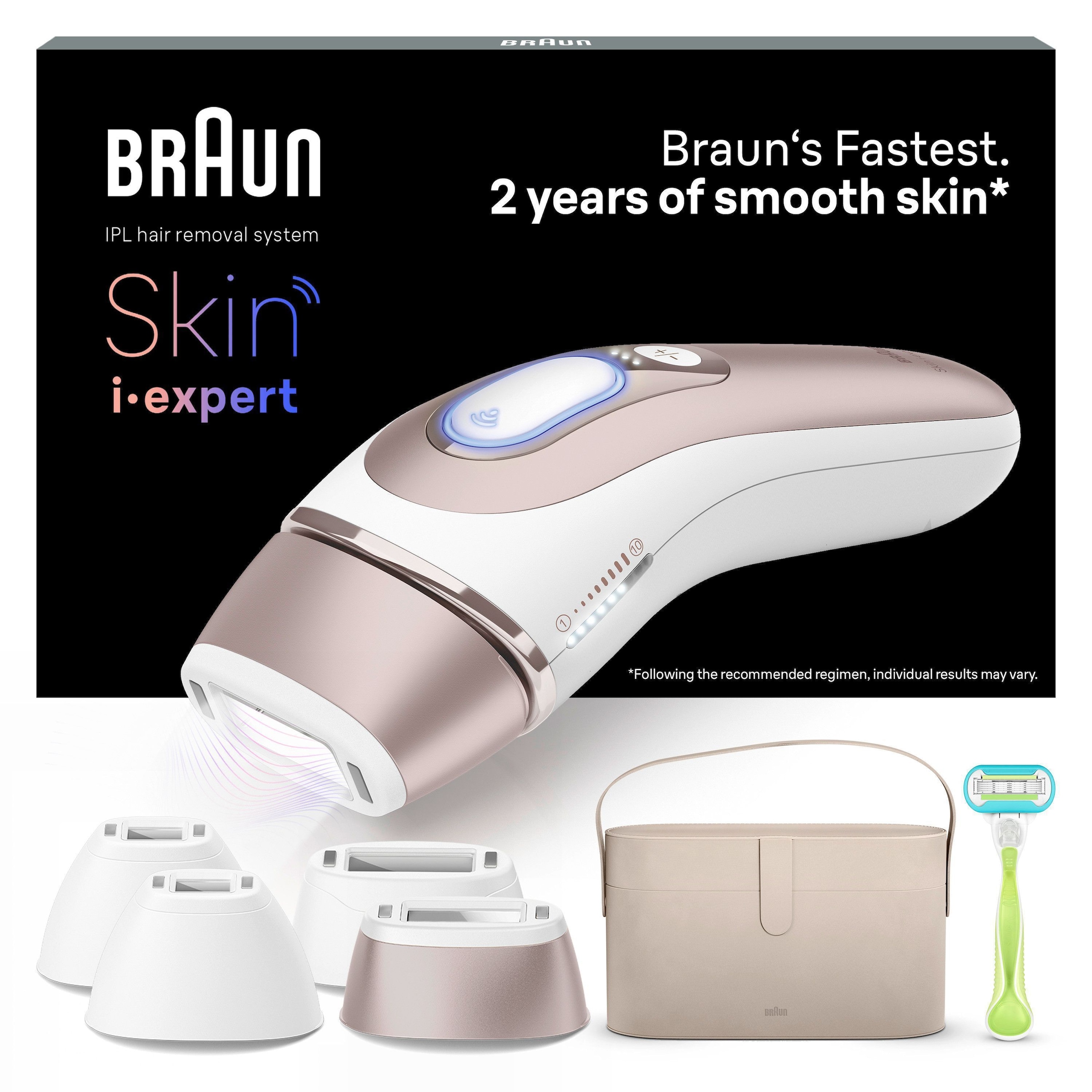 Braun IPL-Haarentferner »Smart Skin i·expert PL7387« 4 Aufsätze für Gesicht & Körper, Venus Rasierer & Aufbewahrungsbox