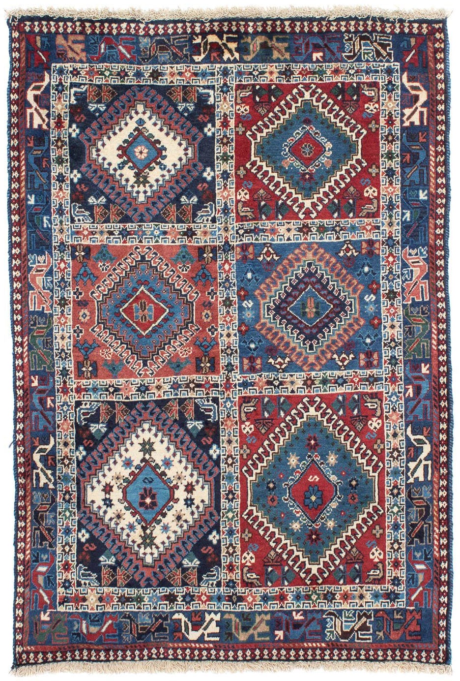 morgenland Wollteppich »Yalameh Felder Blu 151 x 103 cm«, rechteckig, 10 mm günstig online kaufen