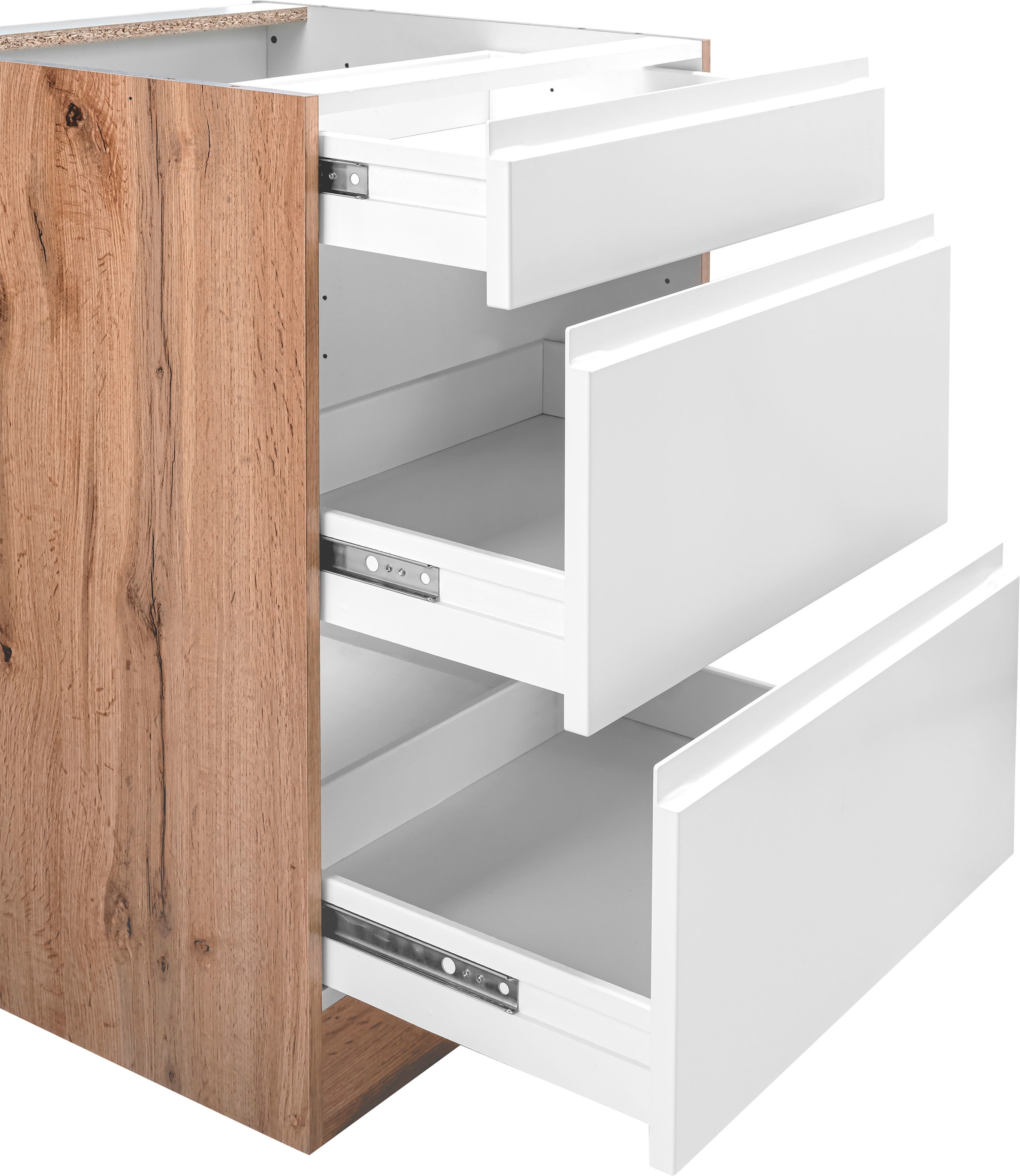 KOCHSTATION Unterschrank »KS-Bruneck« >>Bruneck<< 60 cm breit, für viel Stauraum, hochwertige MDF-Fronten