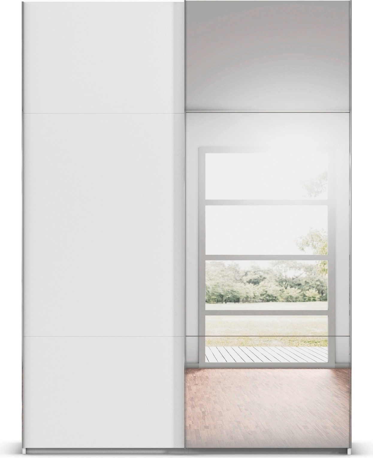 rauch Schwebetürenschrank »Kleiderschrank Schrank Garderobe Schlafzimmerschrank CONTIDO« 3 verschiedene Ausstattungen BASIC/CLASSIC/PREMIUM (inkl. SOFT-CLOSE),  aus hochwertigem Material in 6 Breiten 2 Griff-Farben MADE IN GERMANY