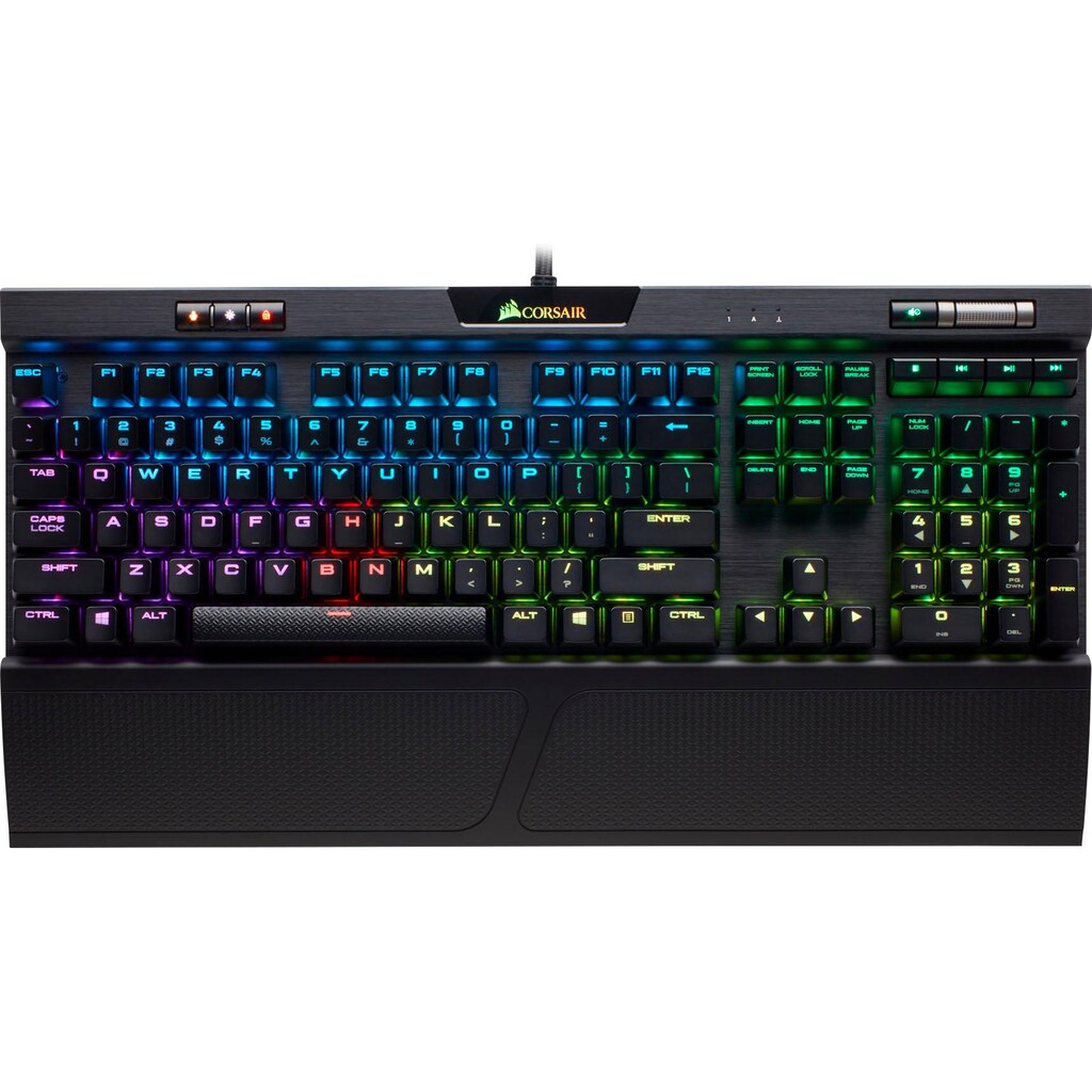 Corsair Gaming-Tastatur »K70 RGB MK.2 - MX Silent«, (USB-Hub-Handgelenkauflage-Profil-Speicher-Ziffernblock-Multimedia-Tasten)