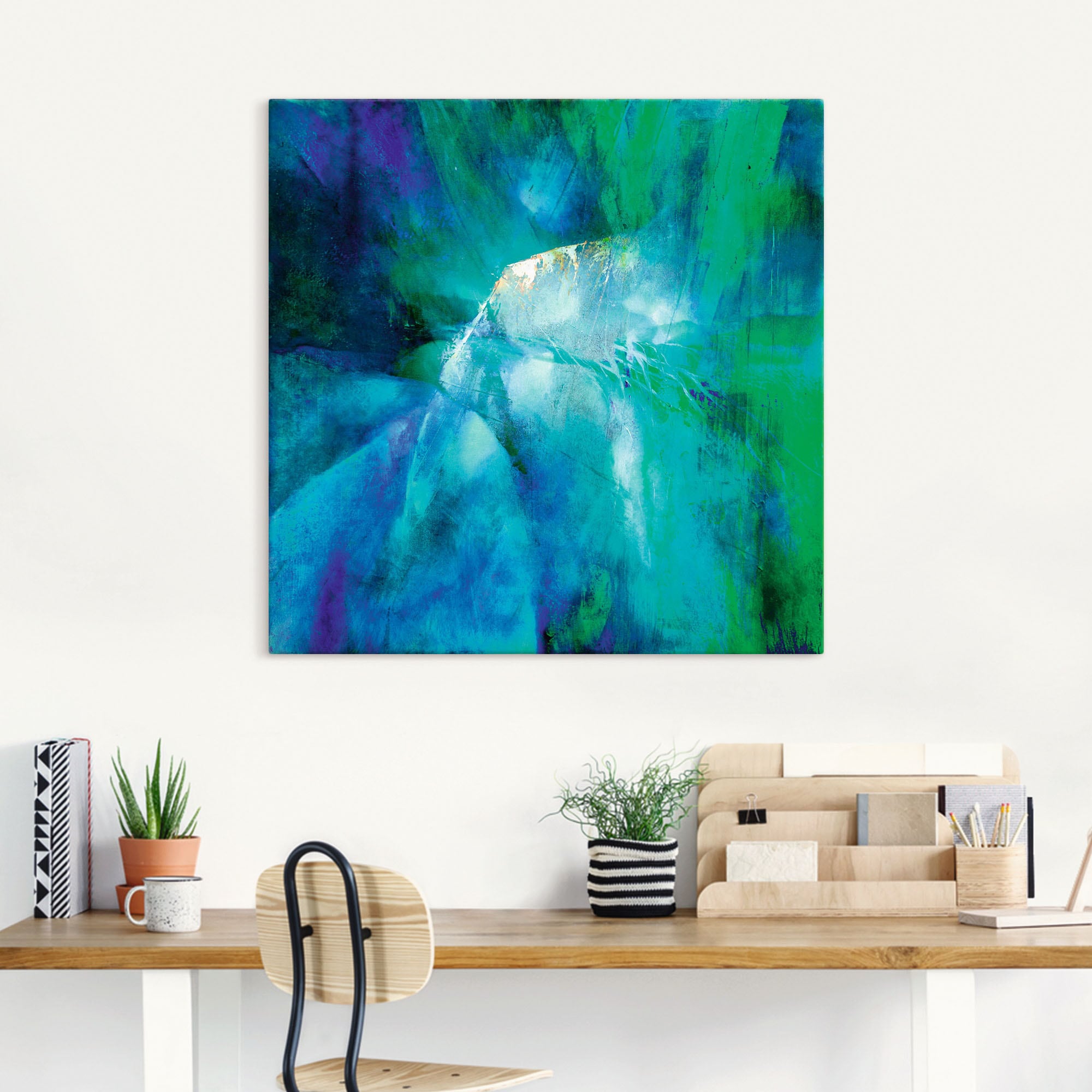 Artland Wandbild »Abstrakte Komposition in türkis« Gegenstandslos 1 Stk. tlg. auf Holzrahmen gespannt