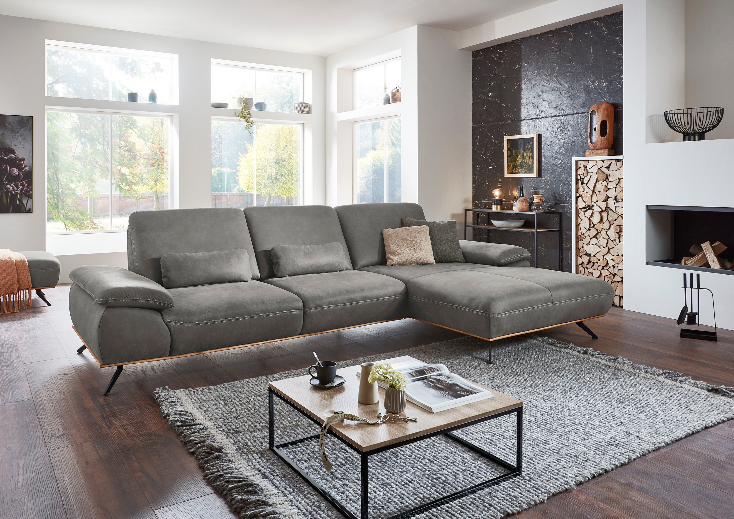 Die PlanBar Ecksofa »PN-EM18063 L-Form«, wahlweise mit echt bezogenem Rücke günstig online kaufen