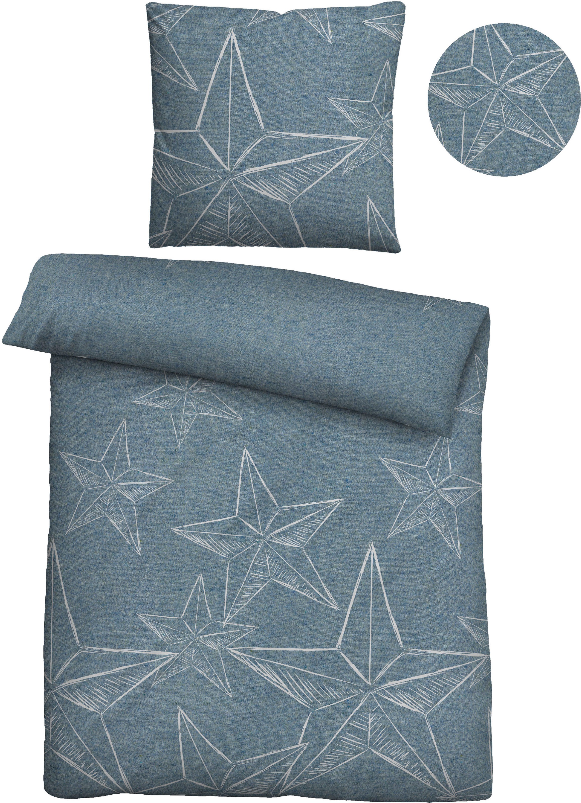 Biberna Bettwäsche »Alexander in Gr. 135x200 oder 155x220 cm«, Flanell kuschelig warm im Winter, Bettwäsche mit Sternen, Weihnachten