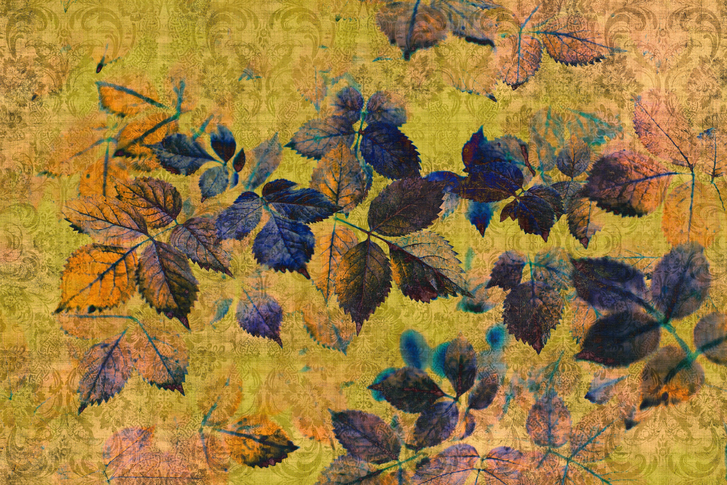 A.S. Création Leinwandbild »indian summer«, Kunst-Blumen-Kinder, (1 St.), Keilrahmen Bild Blätter Natur Floral Leinwand-Bild Wohnzimmer modern