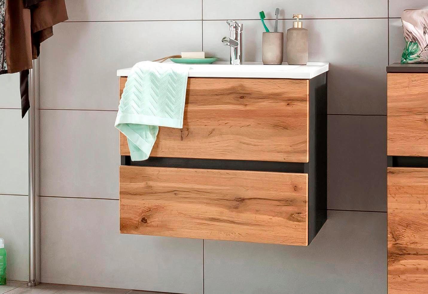 welltime Waschbeckenunterschrank »Lucca«, Badmöbel, Waschtisch inkl. Waschbecken, Breite 60 cm