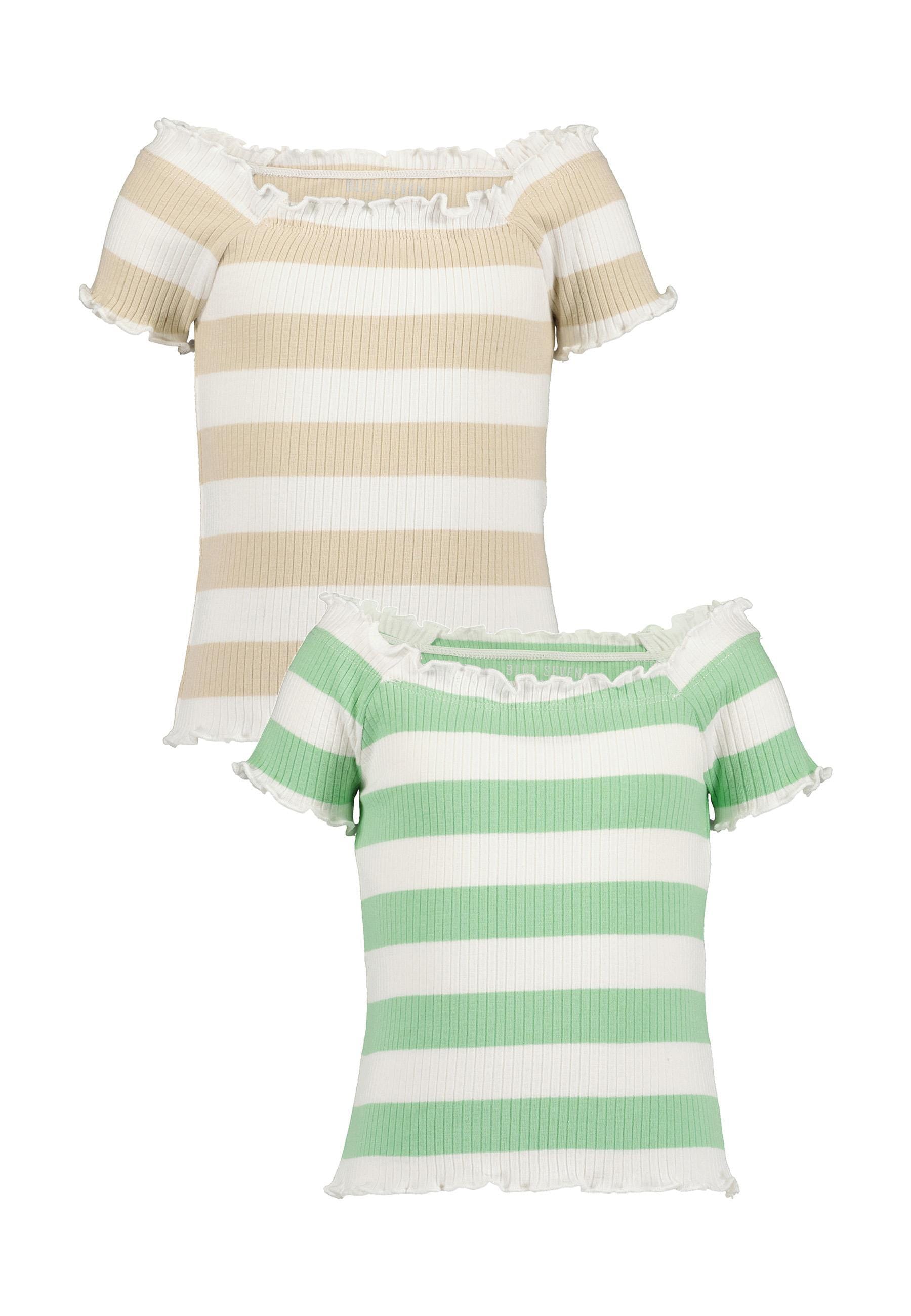 Blue Seven T-Shirt »Blue Seven Mädchen T-Shirts Carmenausschnitt Kurzarm Shirts«, (2 tlg.)