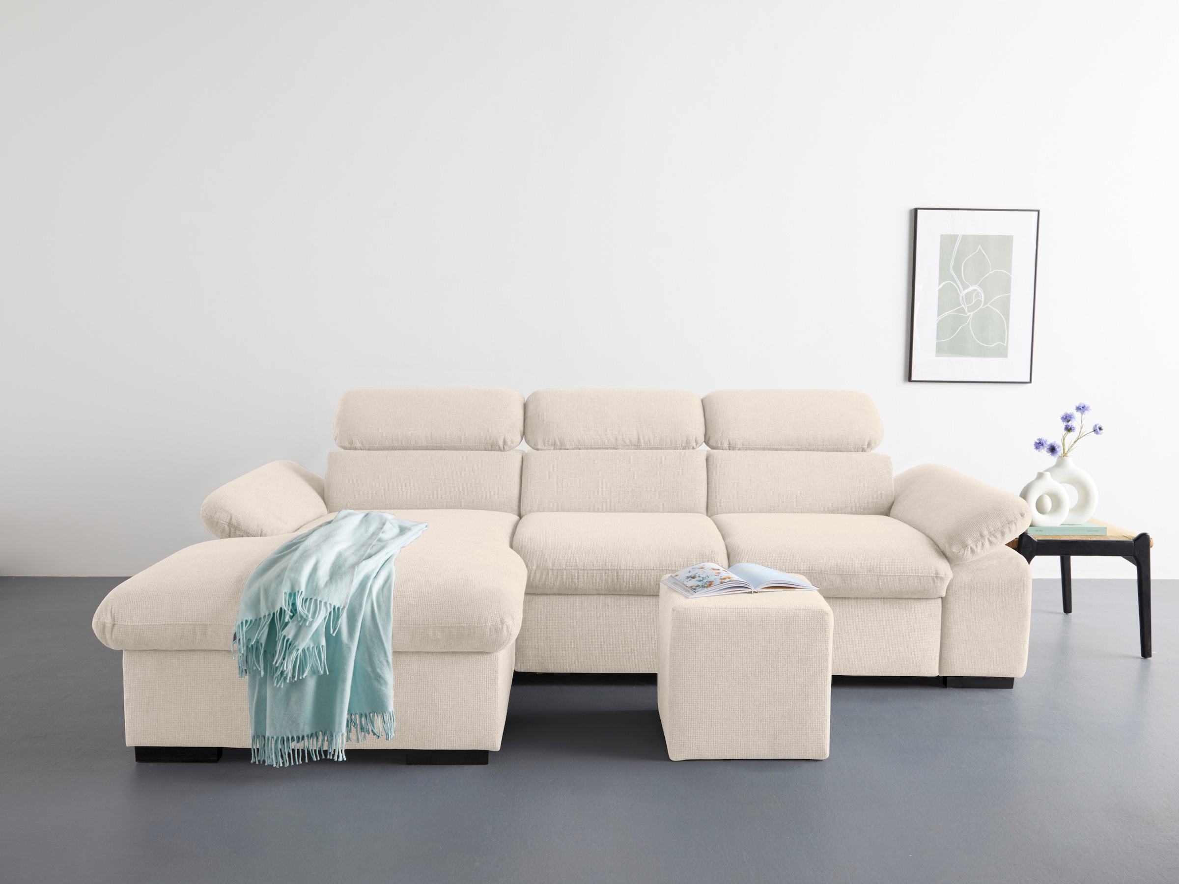 COTTA Ecksofa "Lola L-Form", (Set, mit Hocker), mit Hocker & Kopfteilfunkti günstig online kaufen