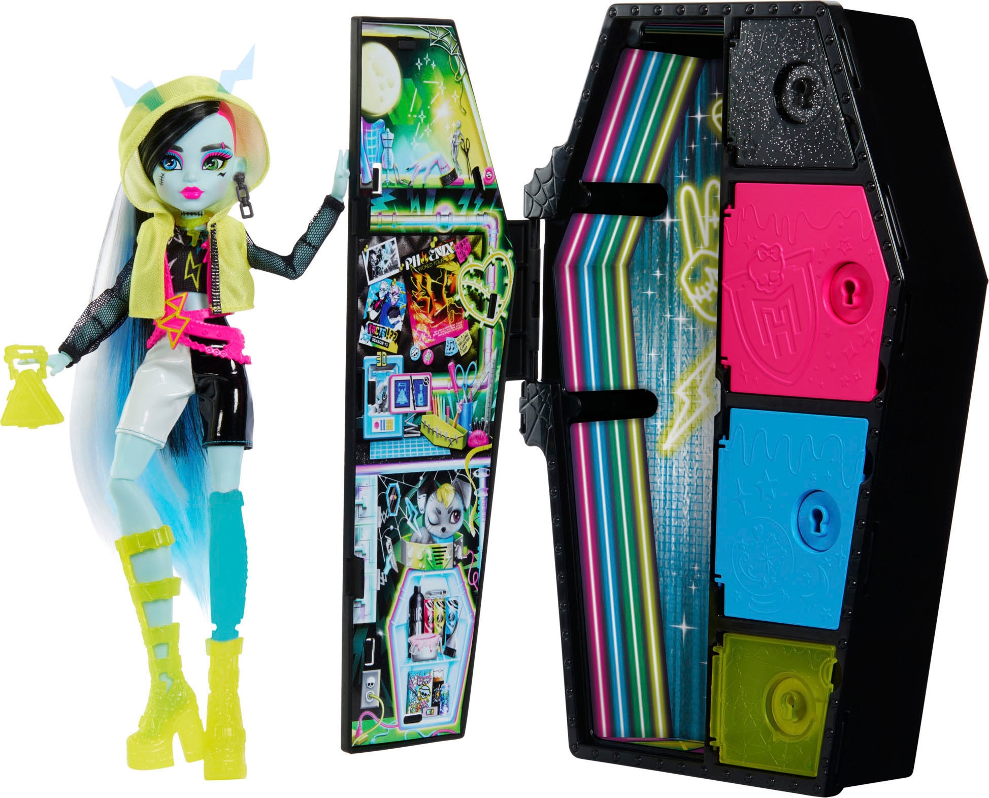 Mattel® Anziehpuppe »Monster High, Skulltimate Secrets: Neon Frights, Frankie Stein,«