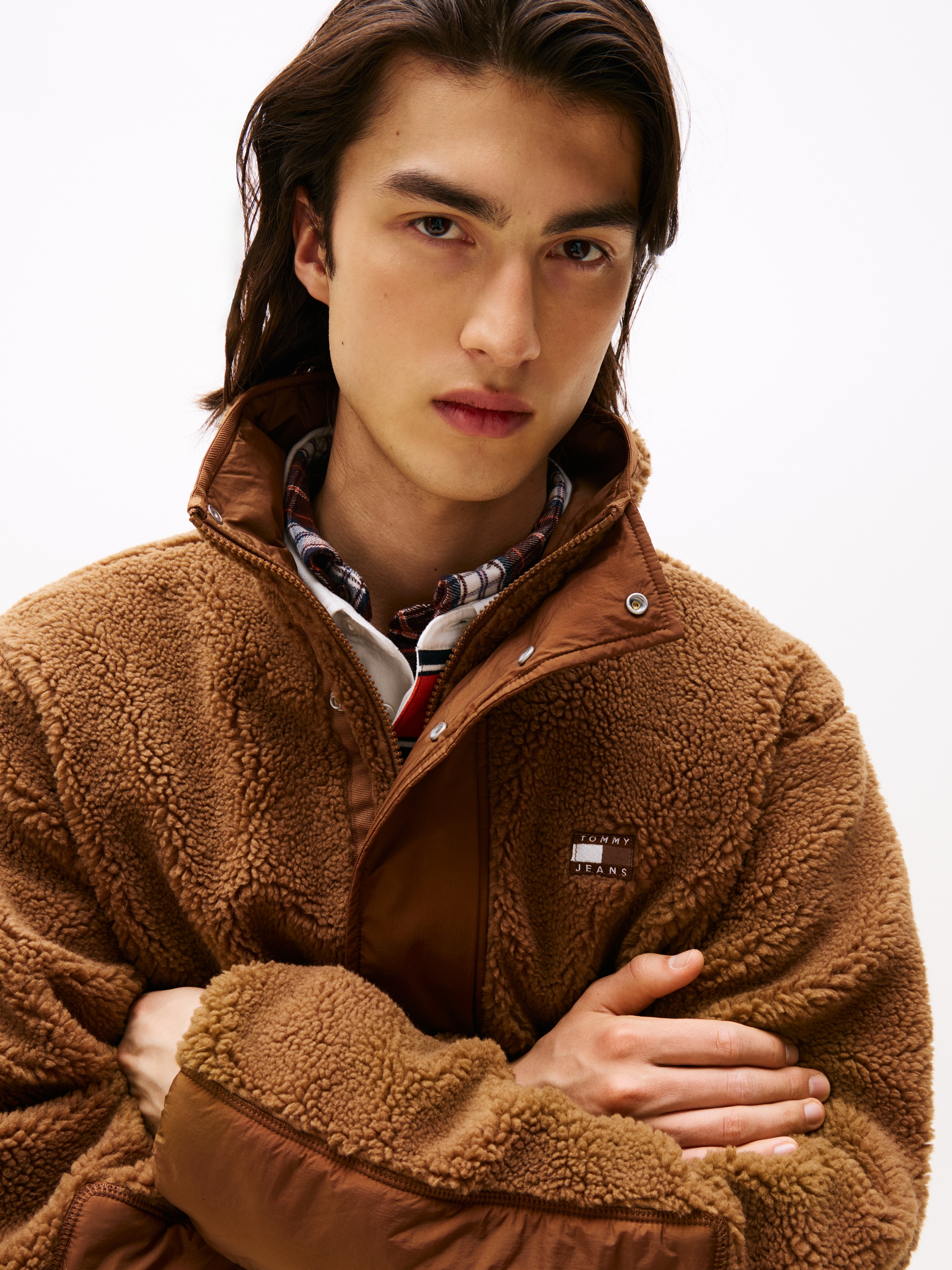 Tommy Jeans Steppjacke »TJM ESSENTL MIX TEDDY«, relaxed fit, mit Teddy Fleece, Stehkragen