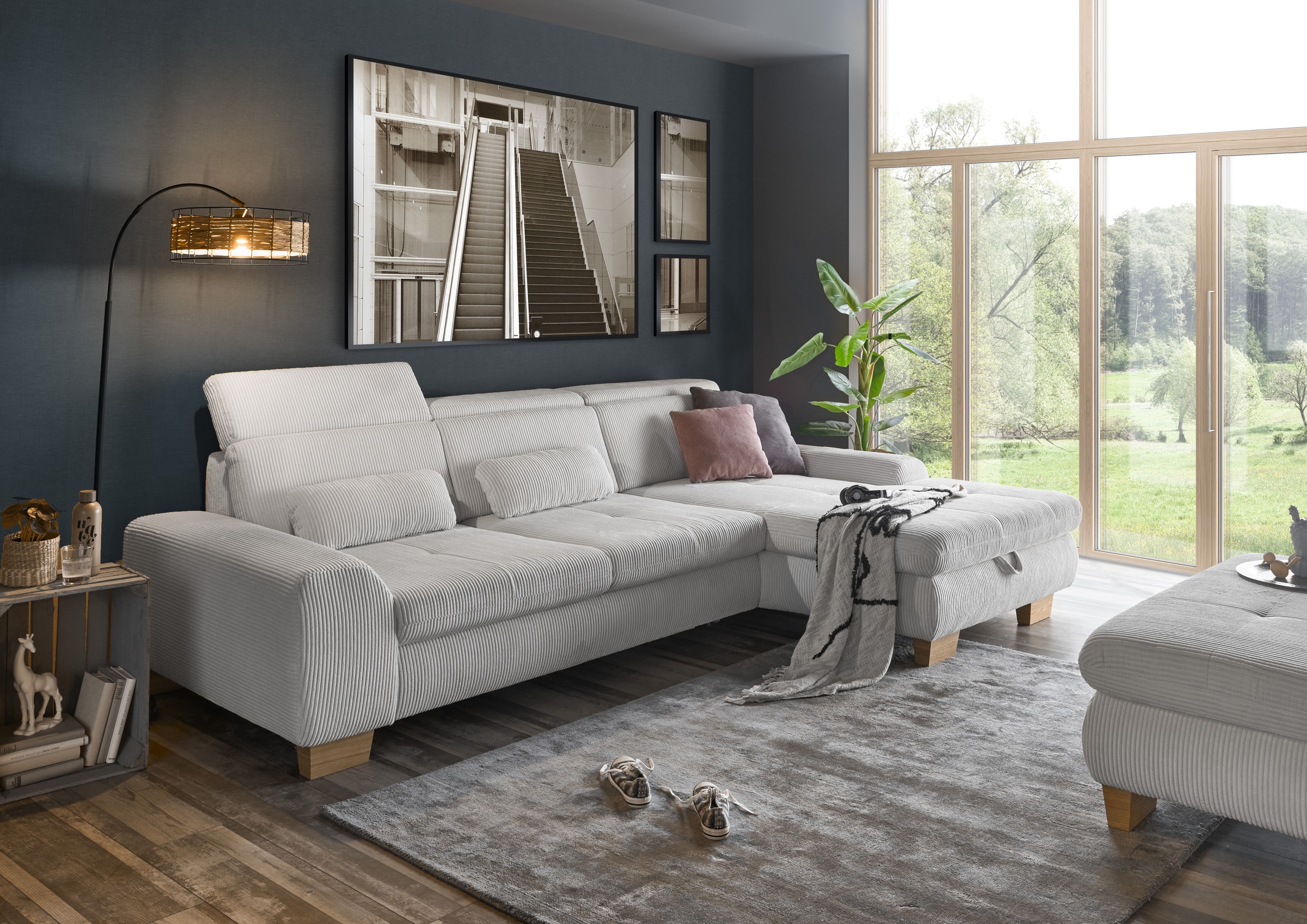 set one by Musterring Ecksofa Kopteil verstellbar, mit Bettfunktion, in Cor günstig online kaufen