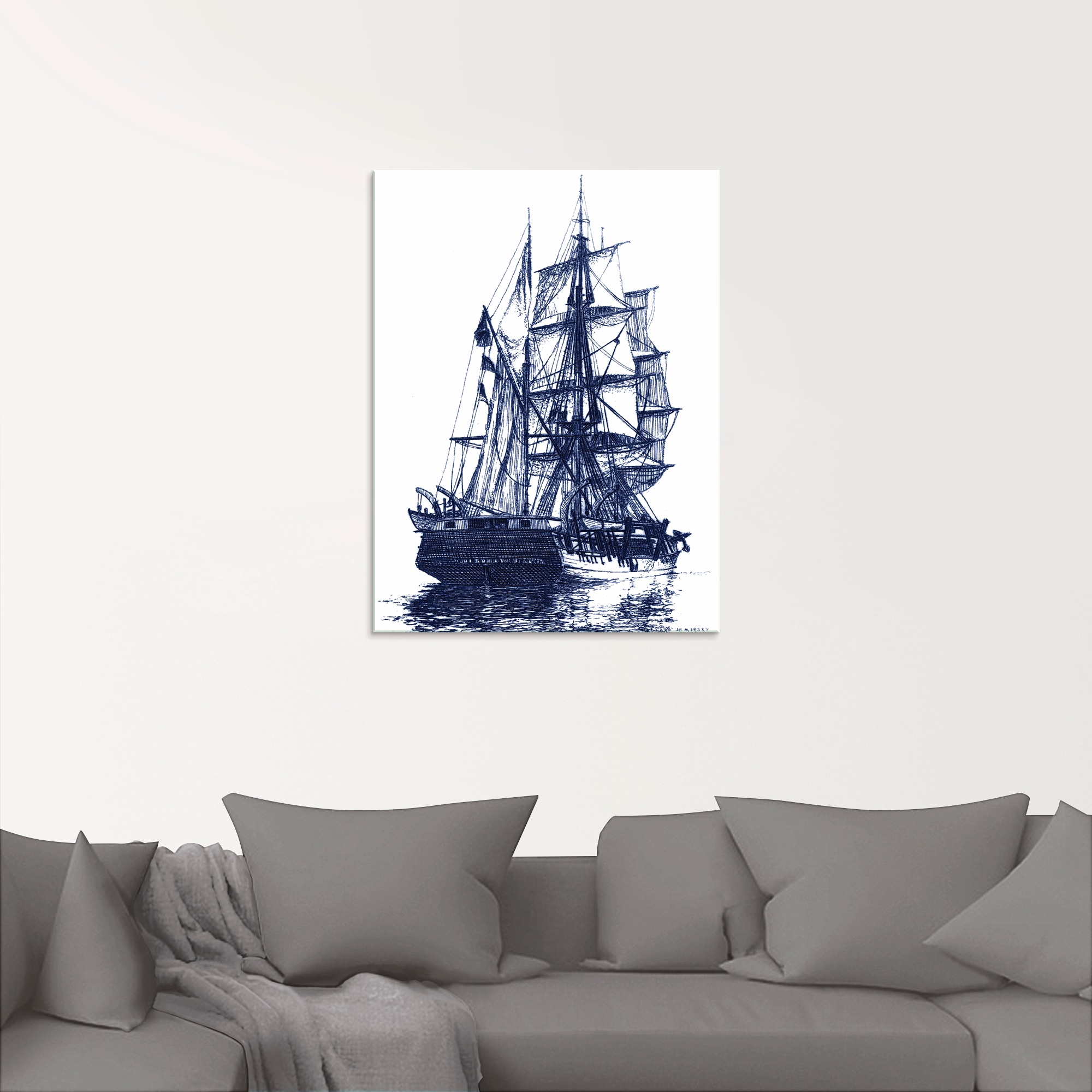 Artland Glasbild »Antikes Schiff in blau I«, Boote & Schiffe, (1 St.), in v günstig online kaufen