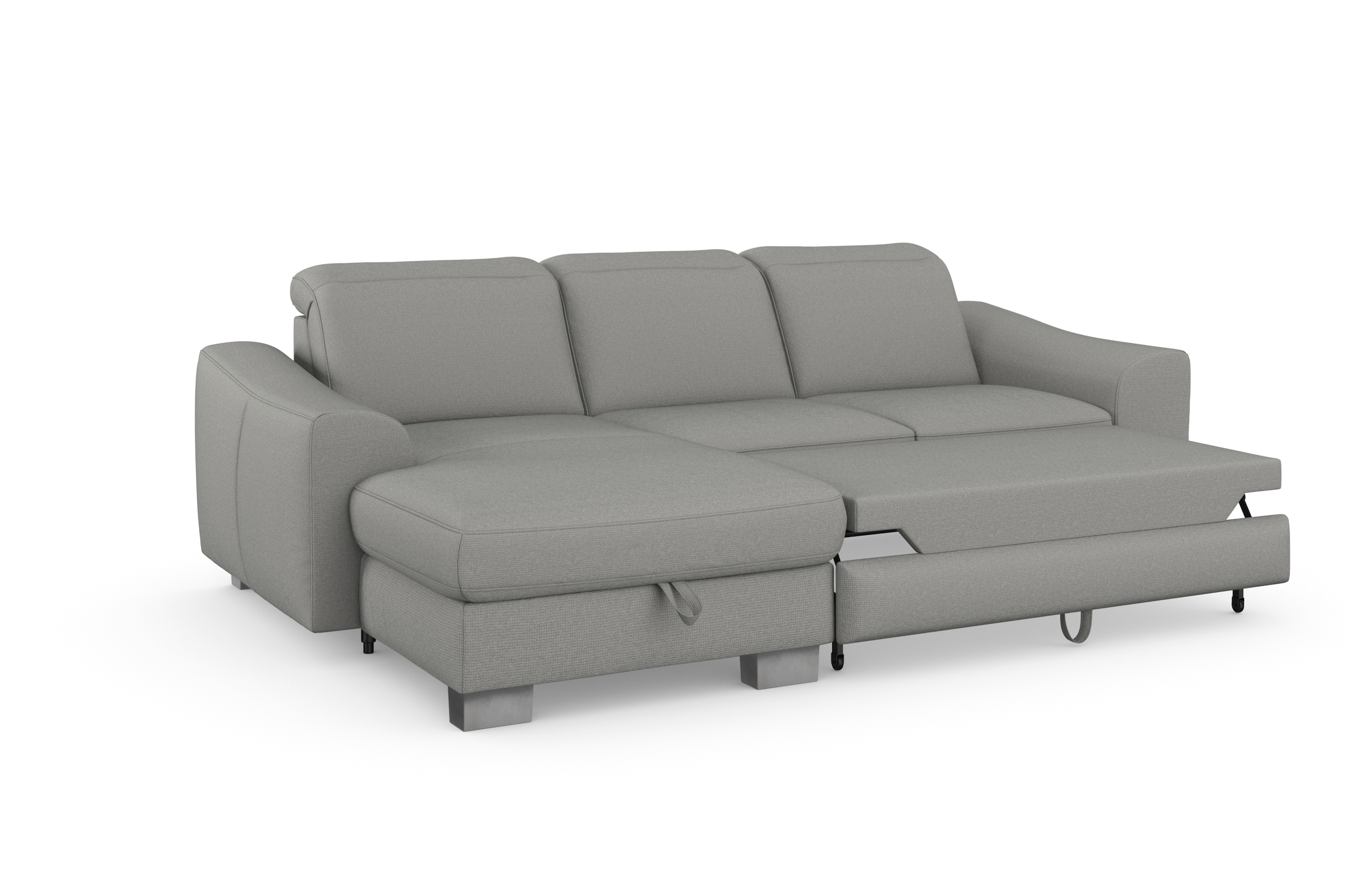 sit&more Ecksofa »Dundee L-Form«, mit Federkern und Edelstahlfüßen, wahlweise mit Kopfteilverstellung