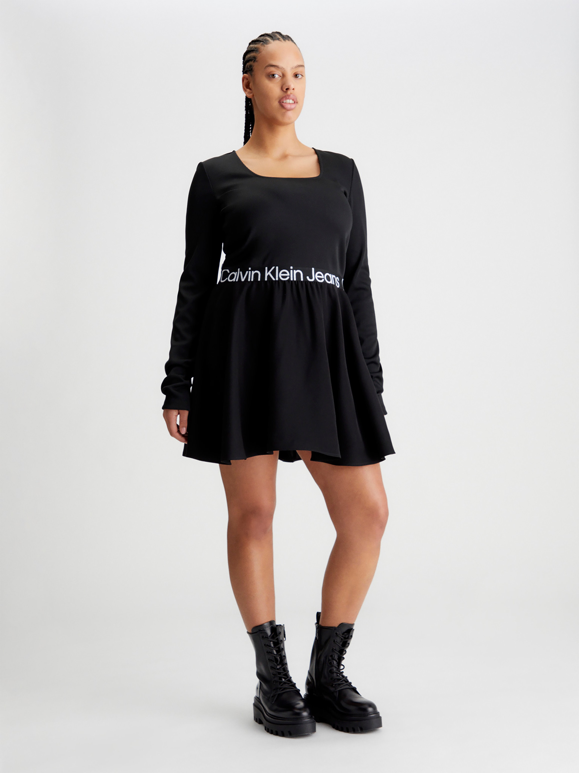 Calvin Klein Jeans Plus Skaterkleid »PLUS LOGO ELASTIC LS DRESS«