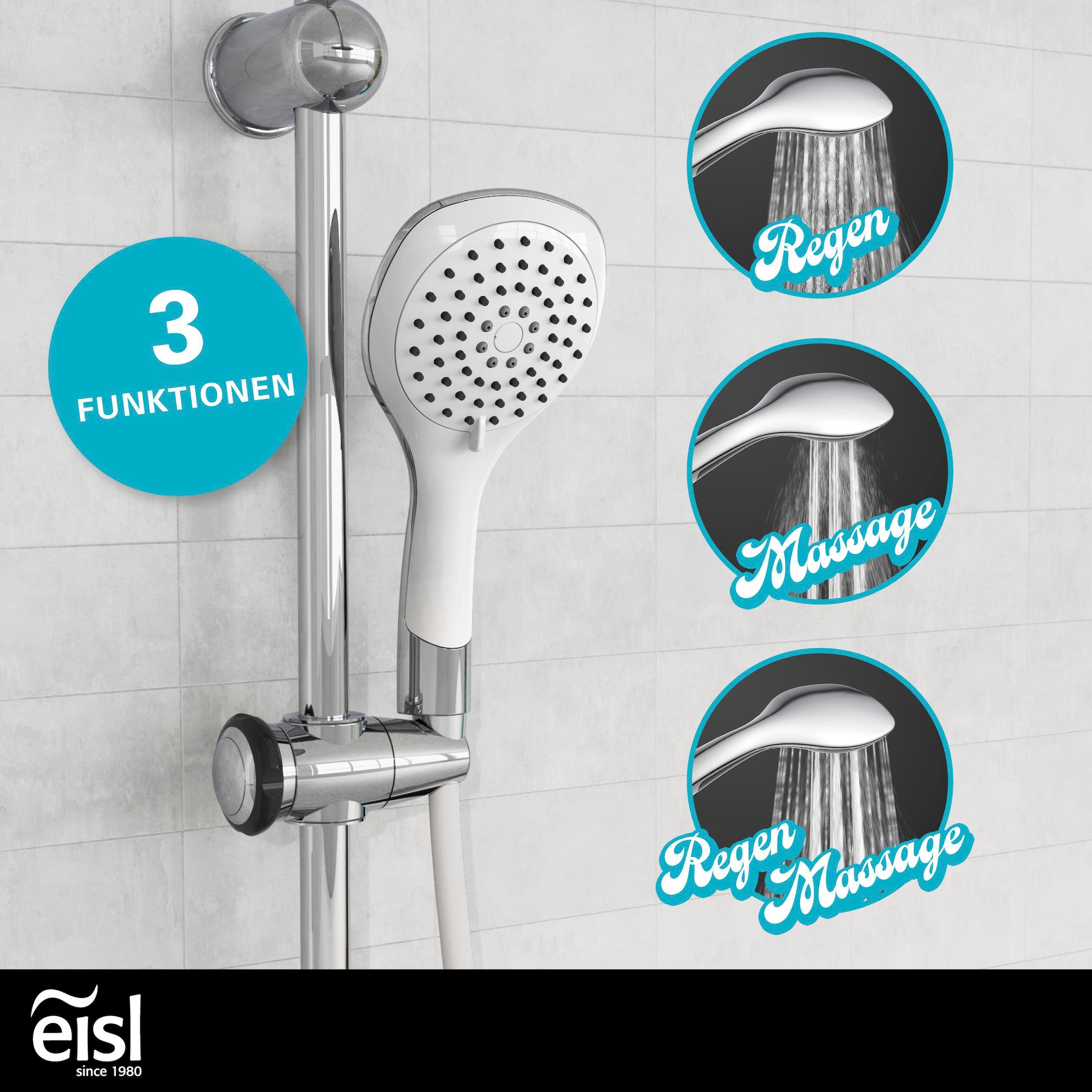 Eisl Brausegarnitur »DUSCHTRAUM« 3-fach verstellbare Wellness Handbrause mit Antikalk-Noppen