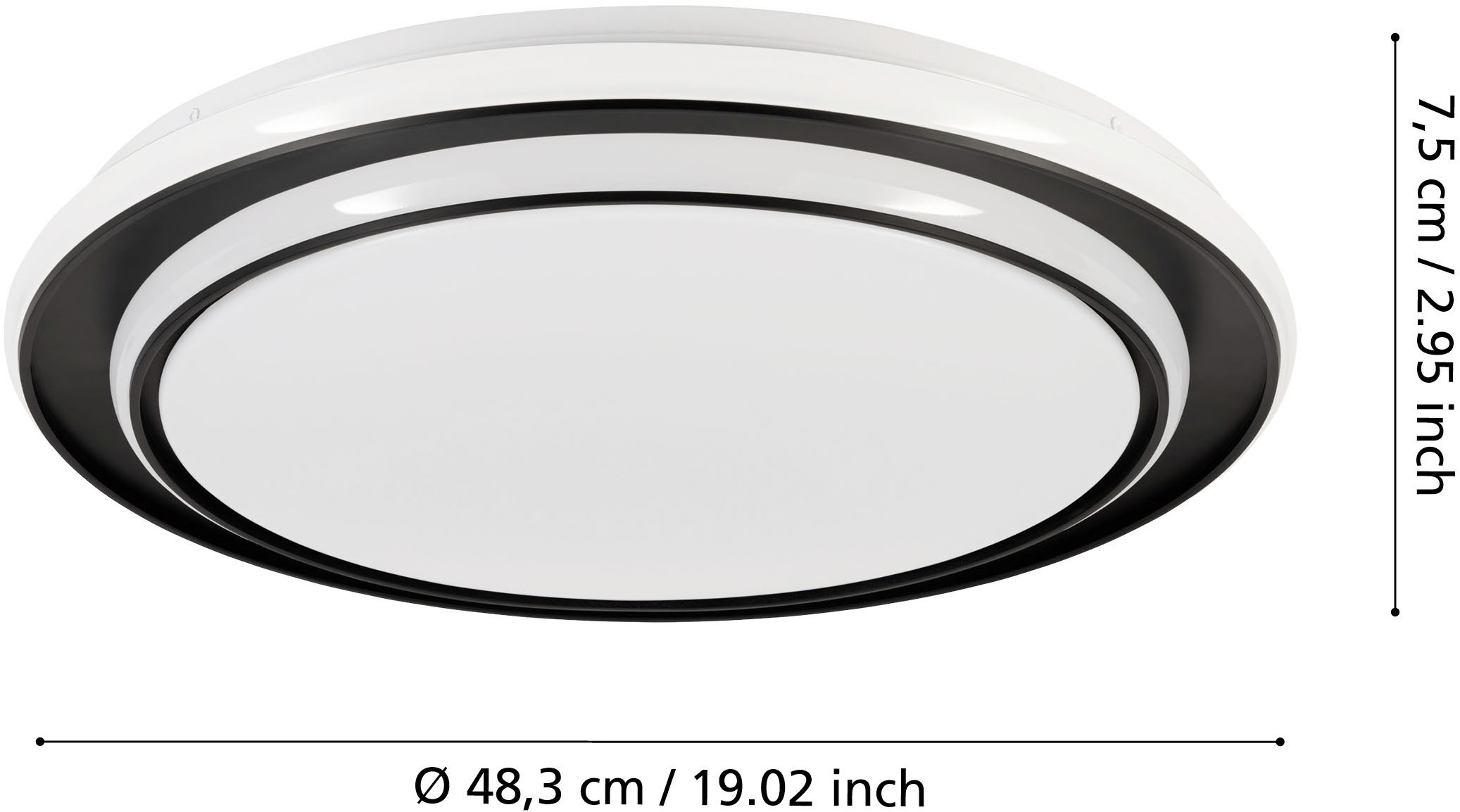 EGLO LED Deckenleuchte »MOSCHETTA Deckenlampe - Stahl - LED - 36W - IP20« LED-Modul 1 Stk. Kaltweiß | Neutralweiß | Warmweiß Wohzimmerlampe, Esszimmerlampe, Flur, Schlafzimmer, H7 x Ø49 cm