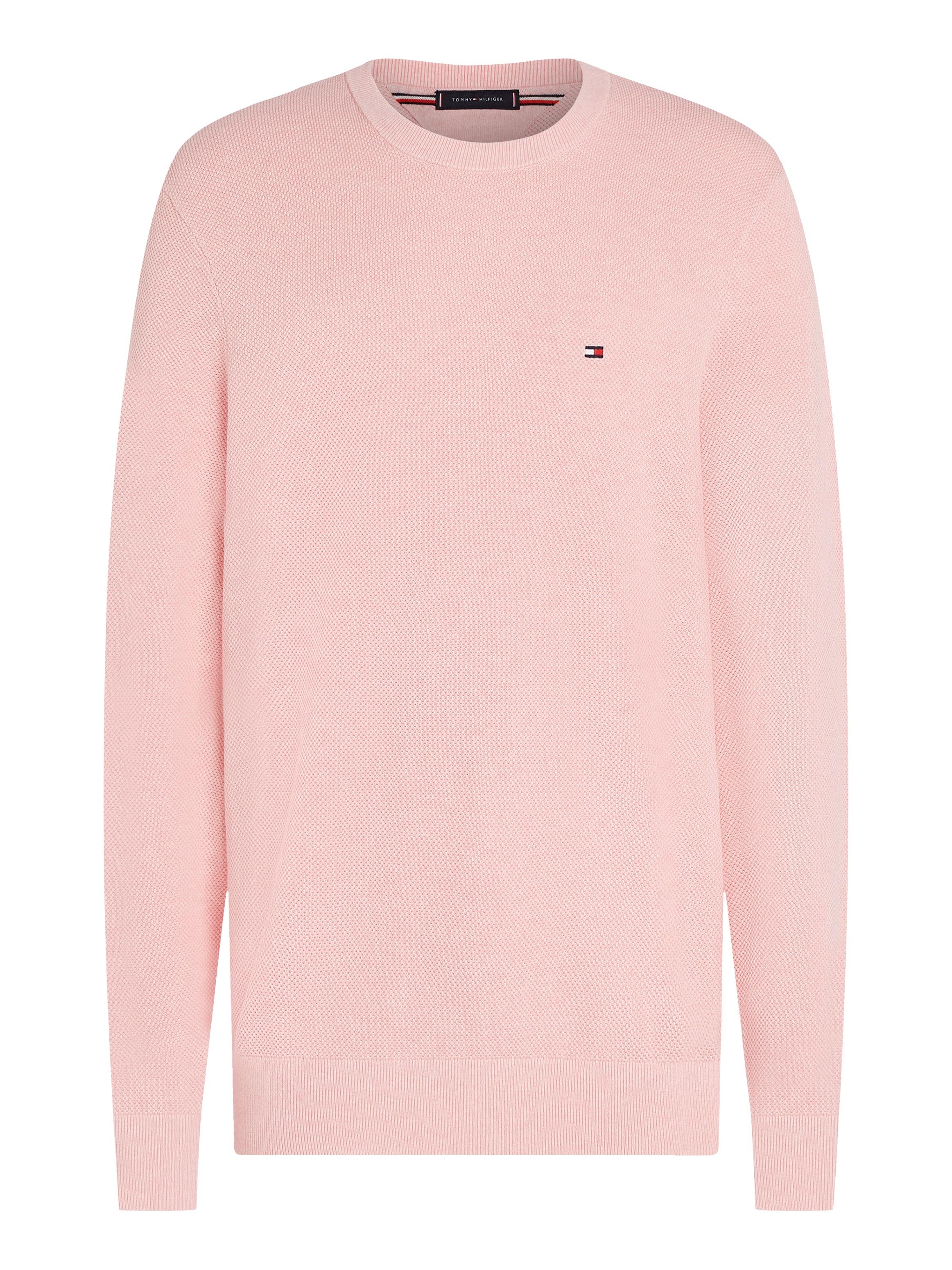 Tommy Hilfiger Rundhalspullover »ESSENTIAL STRUCTURE CREW NECK mit Struktur und Label«, unifarben, casual, regular fit, Baumwolle, Rundhals