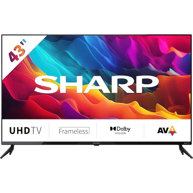 HD, Zoll, Ultra nur LED-Fernseher Raten cm/43 verfügbar, »4T-C43FJx«, Sharp Deutschland kaufen Rahmenlos, in auf Roku 4K 108 HDR10, Dolby Digital TV Smart-TV,