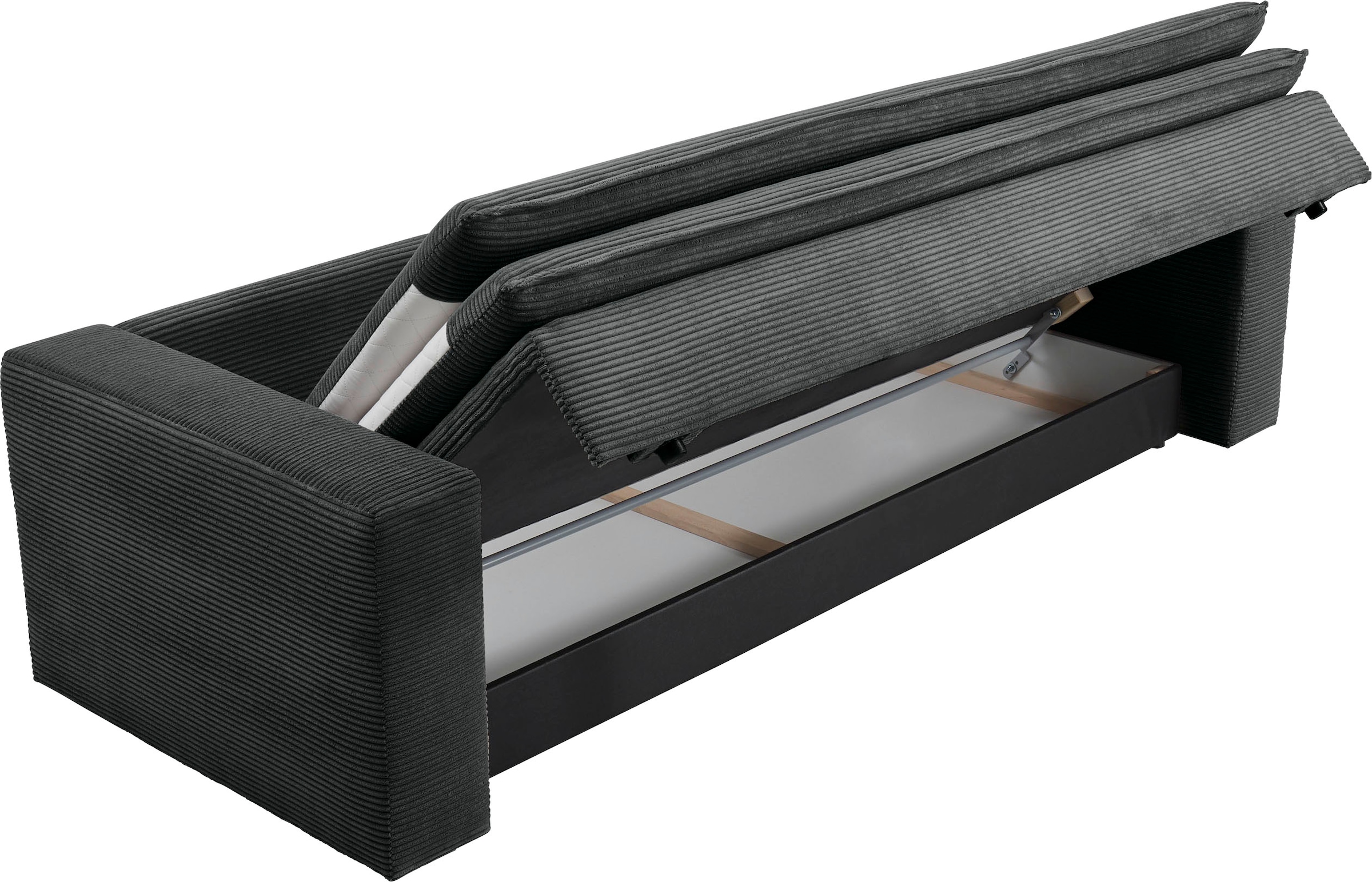 Home affaire 3-Sitzer »PIAGGE« Cord-Bezug - mit Bettfunktion und Bettkasten, mit praktischem Topper