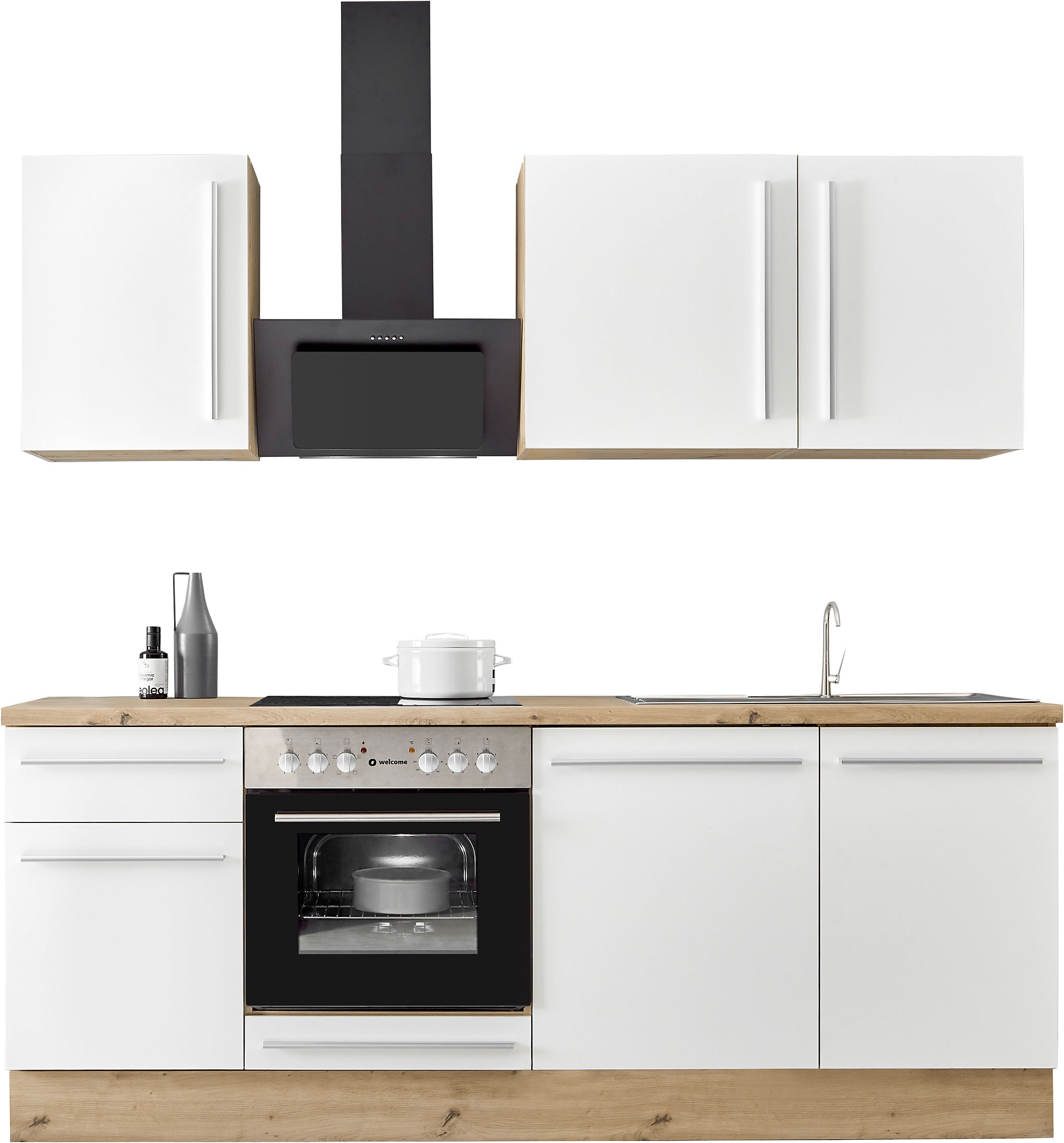 KOCHSTATION Küchenzeile »Florida mit 38mm starker Arbeitsplatte« Breite 220 günstig online kaufen