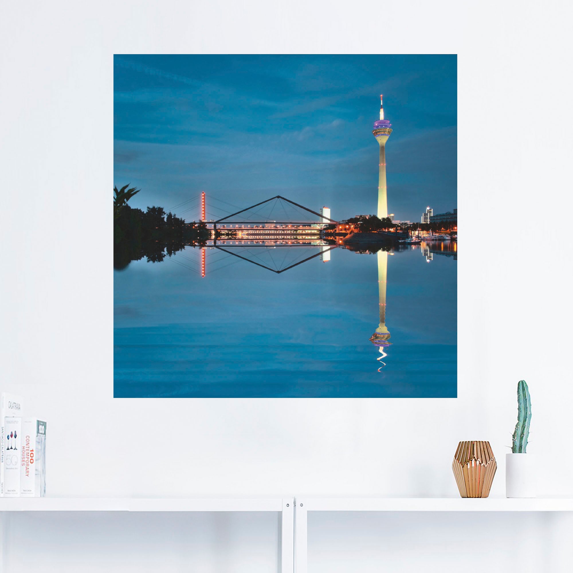 Artland Wandbild »Düsseldorf Stadtansicht NRW 02«, Architektonische Elemente, (1 St.), als Leinwandbild, Wandaufkleber oder Poster in versch. Größen