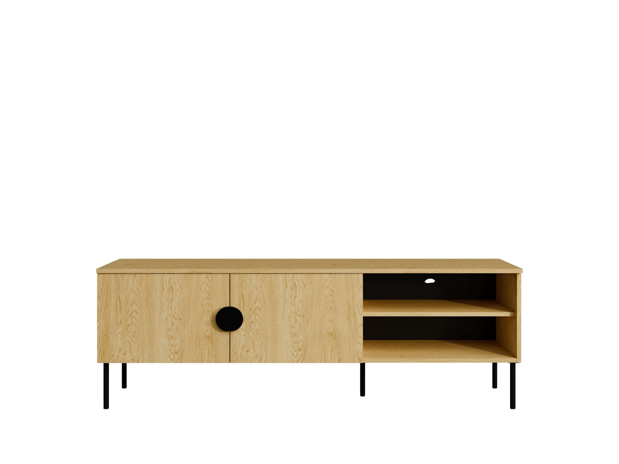 Leonique Lowboard »BELLOT TV-Schrank mit 2 Türen, Maße B/T/H: 160/40/53,6 cm«, (1 St.), in baltischer Eichenfarbe, mit holzähnlicher Struktur