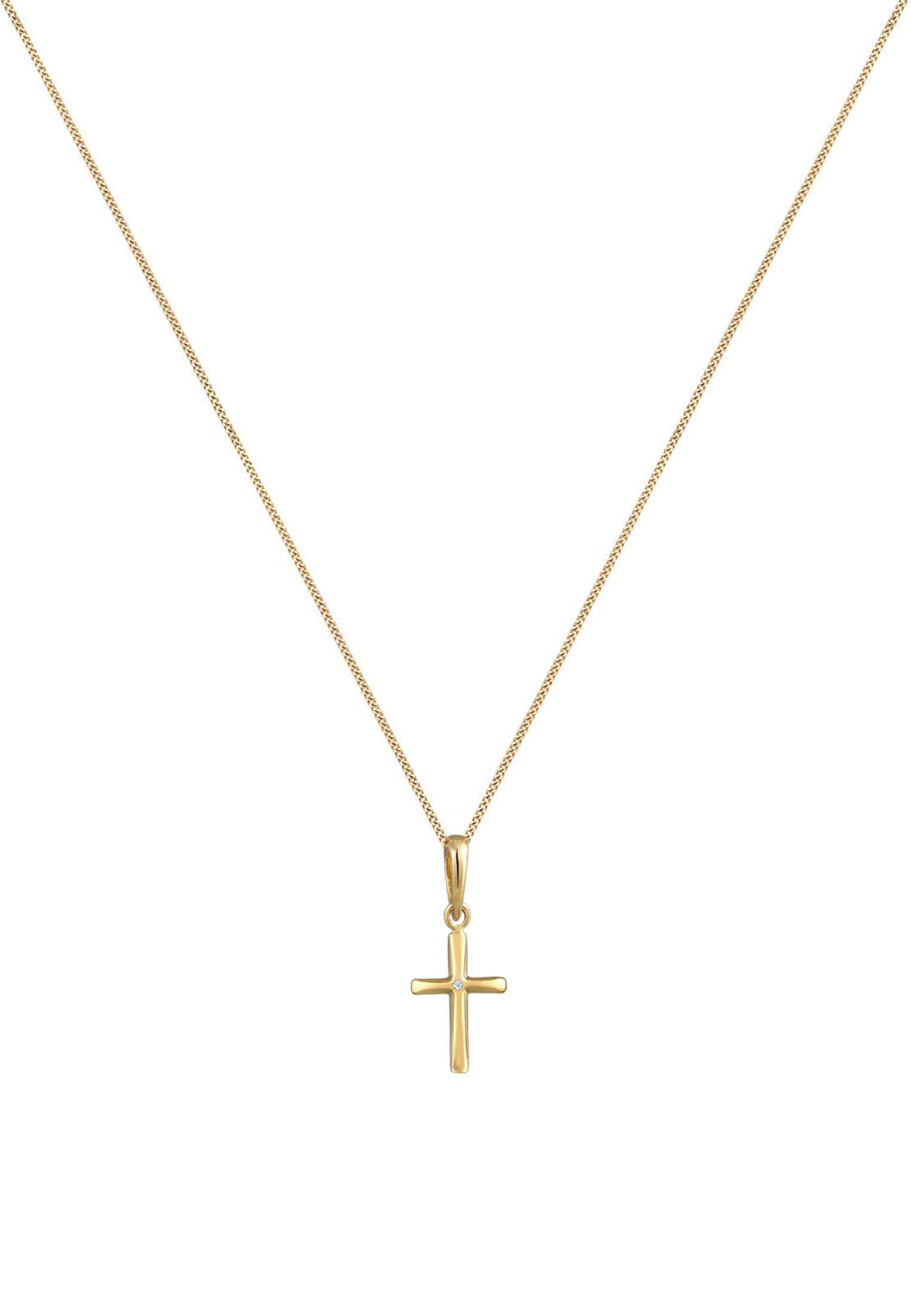Elli DIAMONDS Collierkettchen »Kreuz Diamant Weiß Brillantschliff (0.005 ct) 585 Gelbgold«