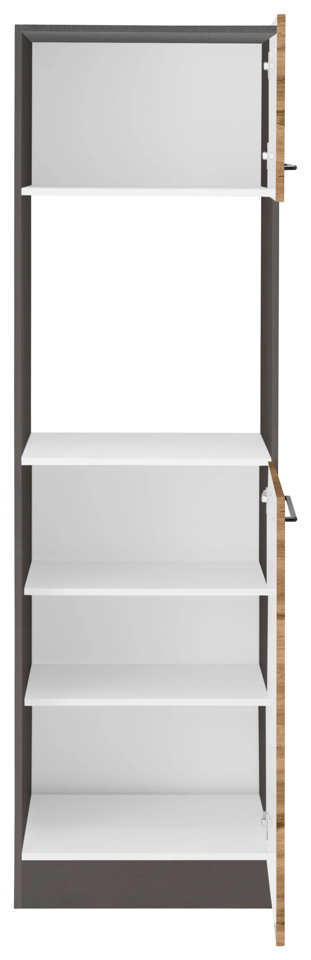 KOCHSTATION Backofenumbauschrank »KS-Tulsa« 60 cm breit, 200 cm hoch, für Einbaubackofen, schwarze Metallgriffe