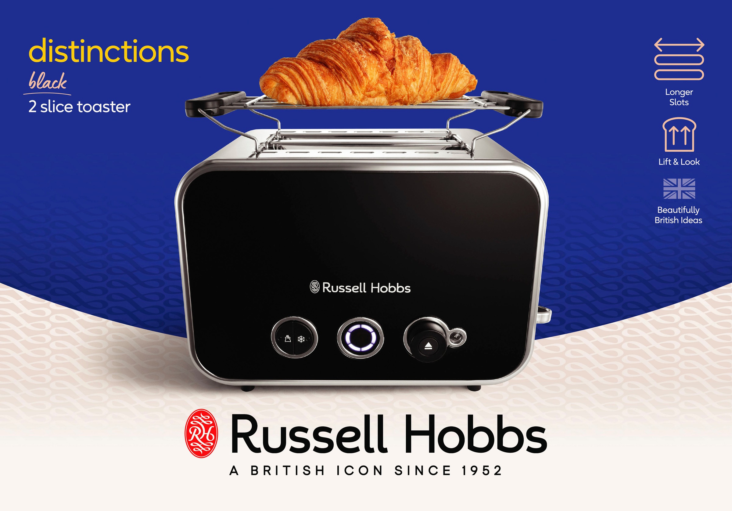 RUSSELL HOBBS Toaster »Distinctions Schwarz 26430-56«, 2 kurze Schlitze, für 2 Scheiben, 1600 W