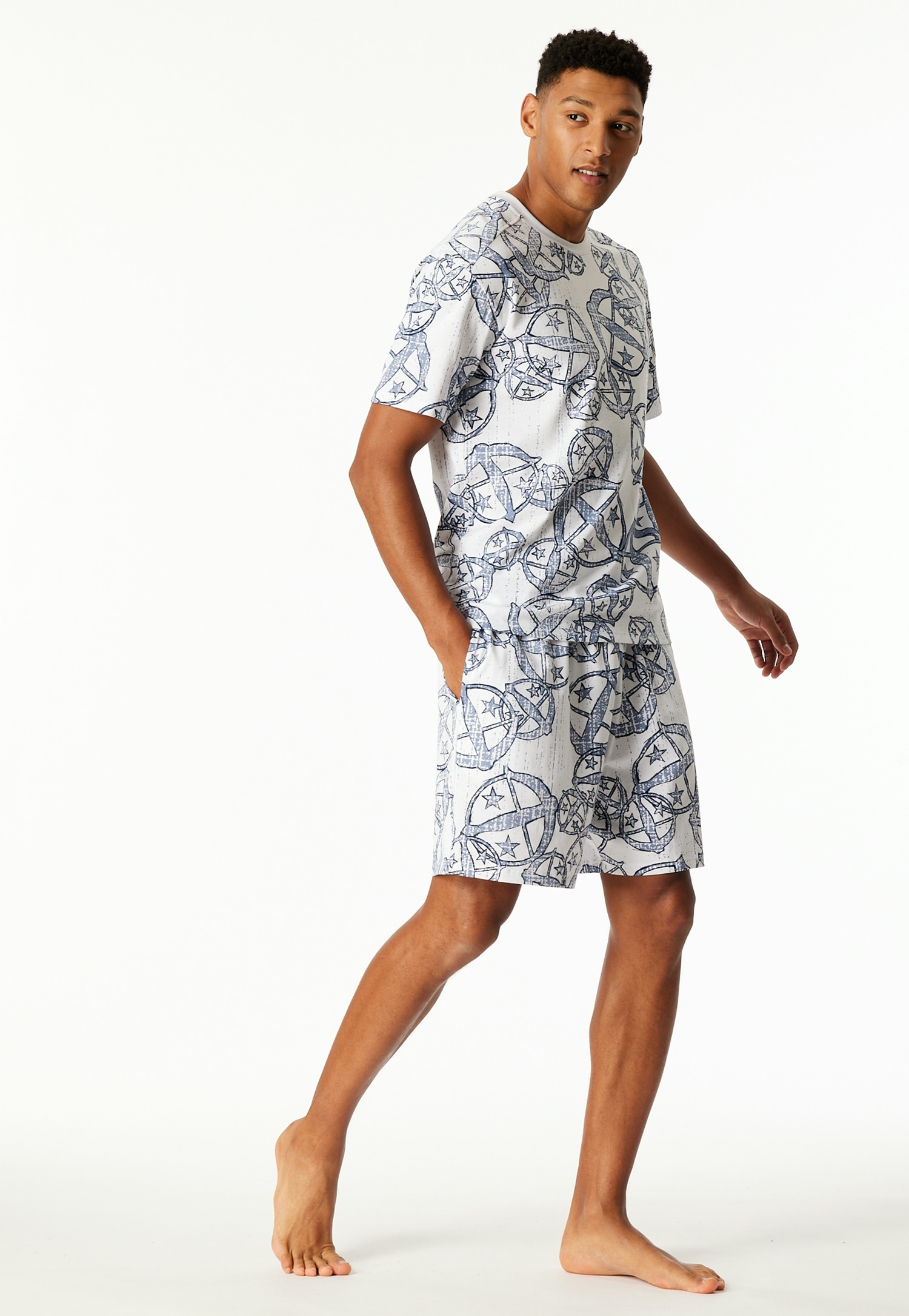 Schiesser Kurzarmshirt »SCHIESSER 150 YEARS«, Rundhalsausschnitt, Baumwolle, Allover-Print