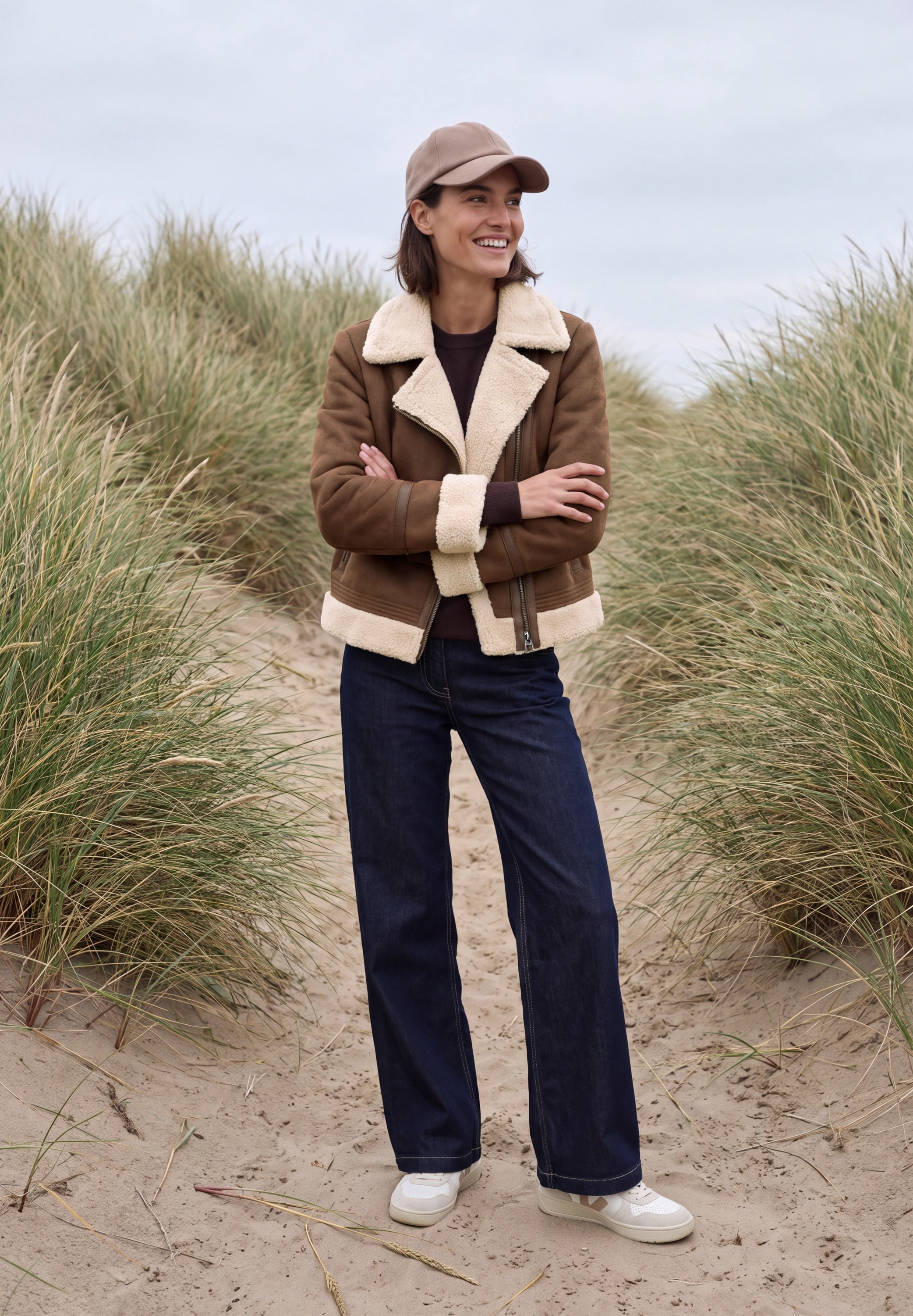 Cecil Lederimitatjacke ohne Kapuze mit Teddy-Details