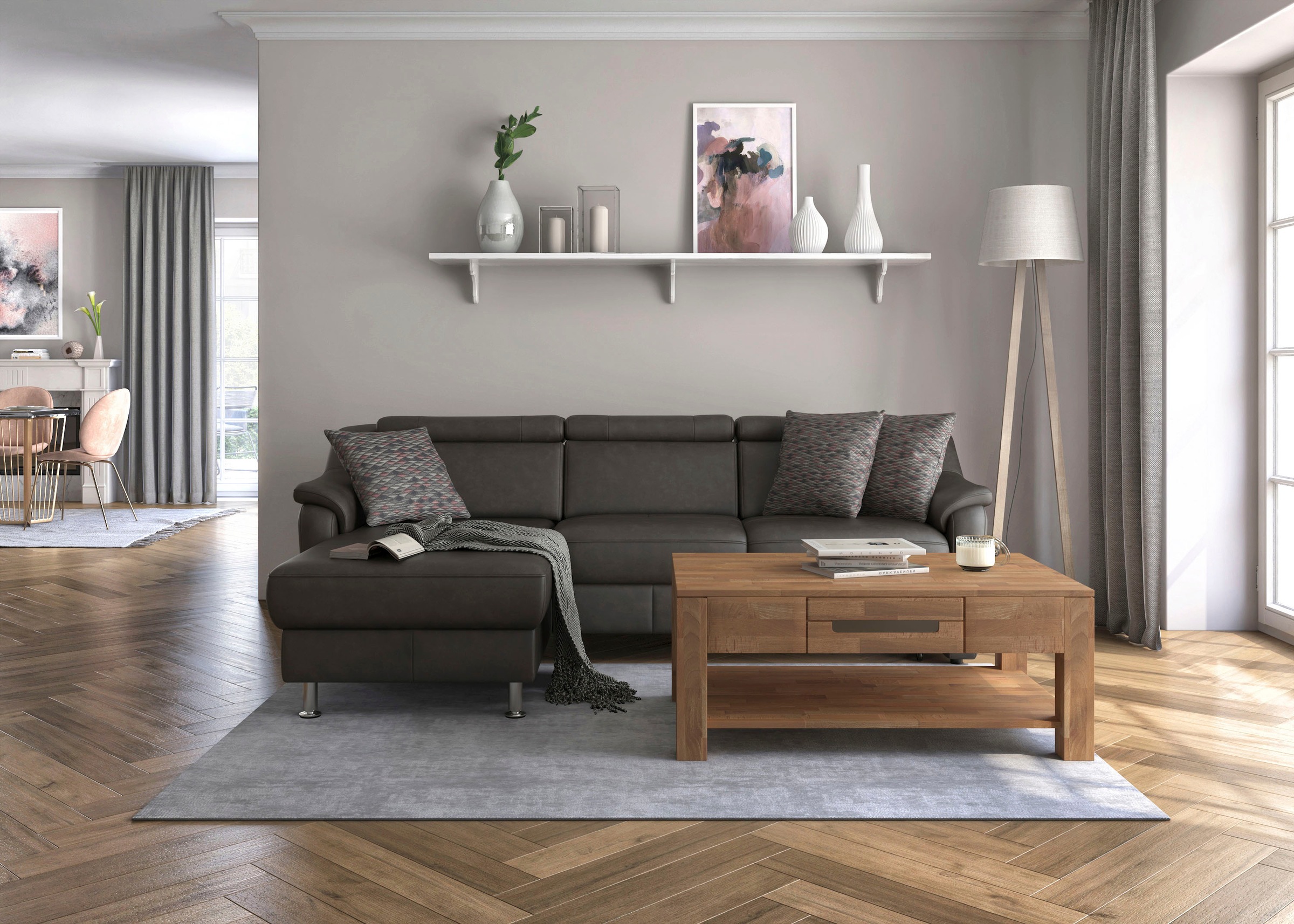 sit&more Ecksofa »Freetown L-Form«, inklusive Kopfteilverstellung und komfortablem Federkern
