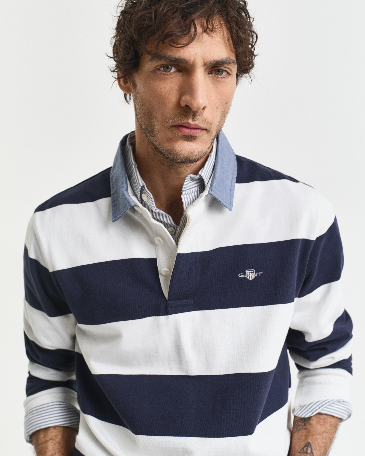 Gant Langarm-Poloshirt »REG CHAMBRAY STRIPE HEAVY RUGGER«