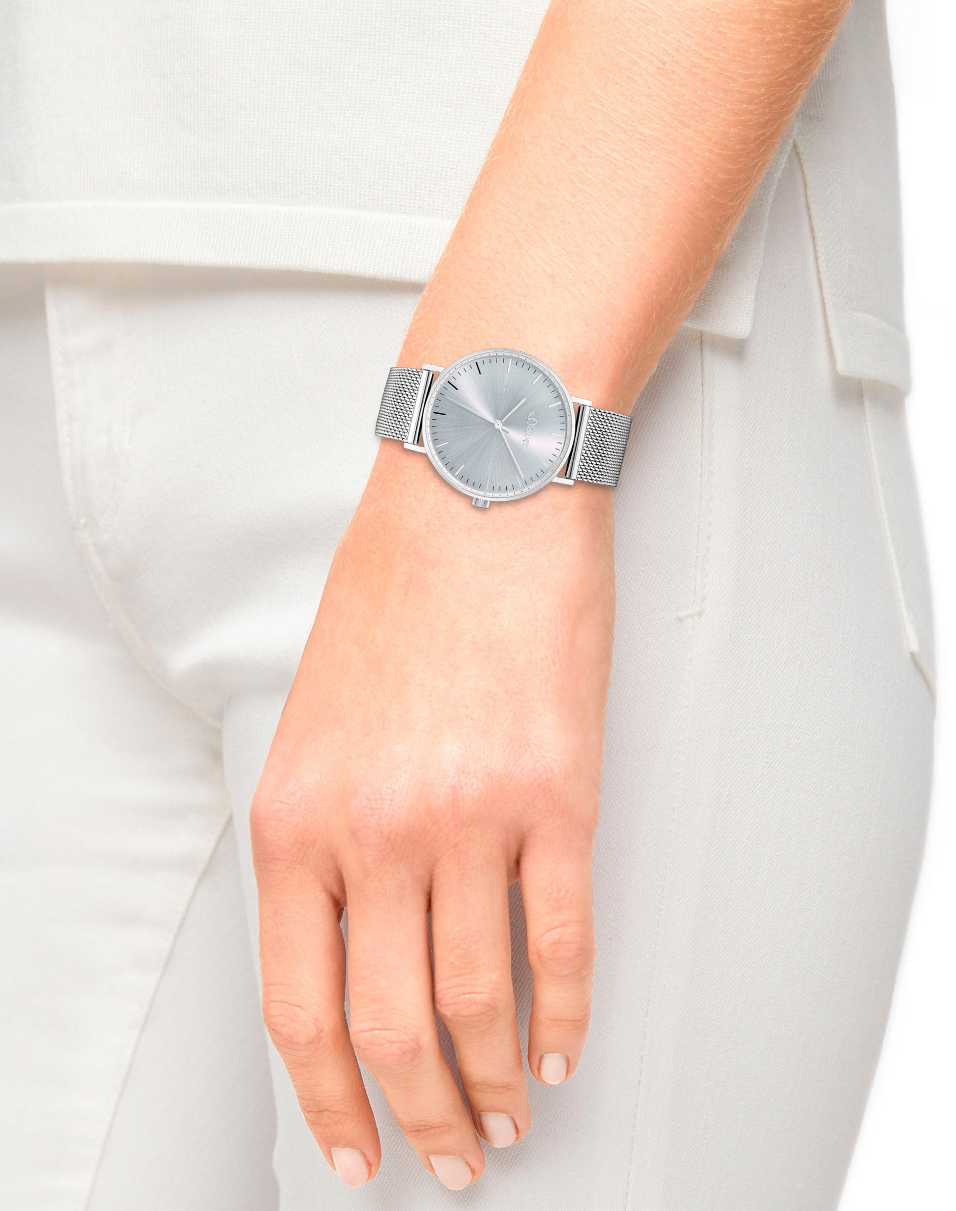 s.Oliver Quarzuhr, Armbanduhr, Damenuhr, analog, Edelstahlarmband