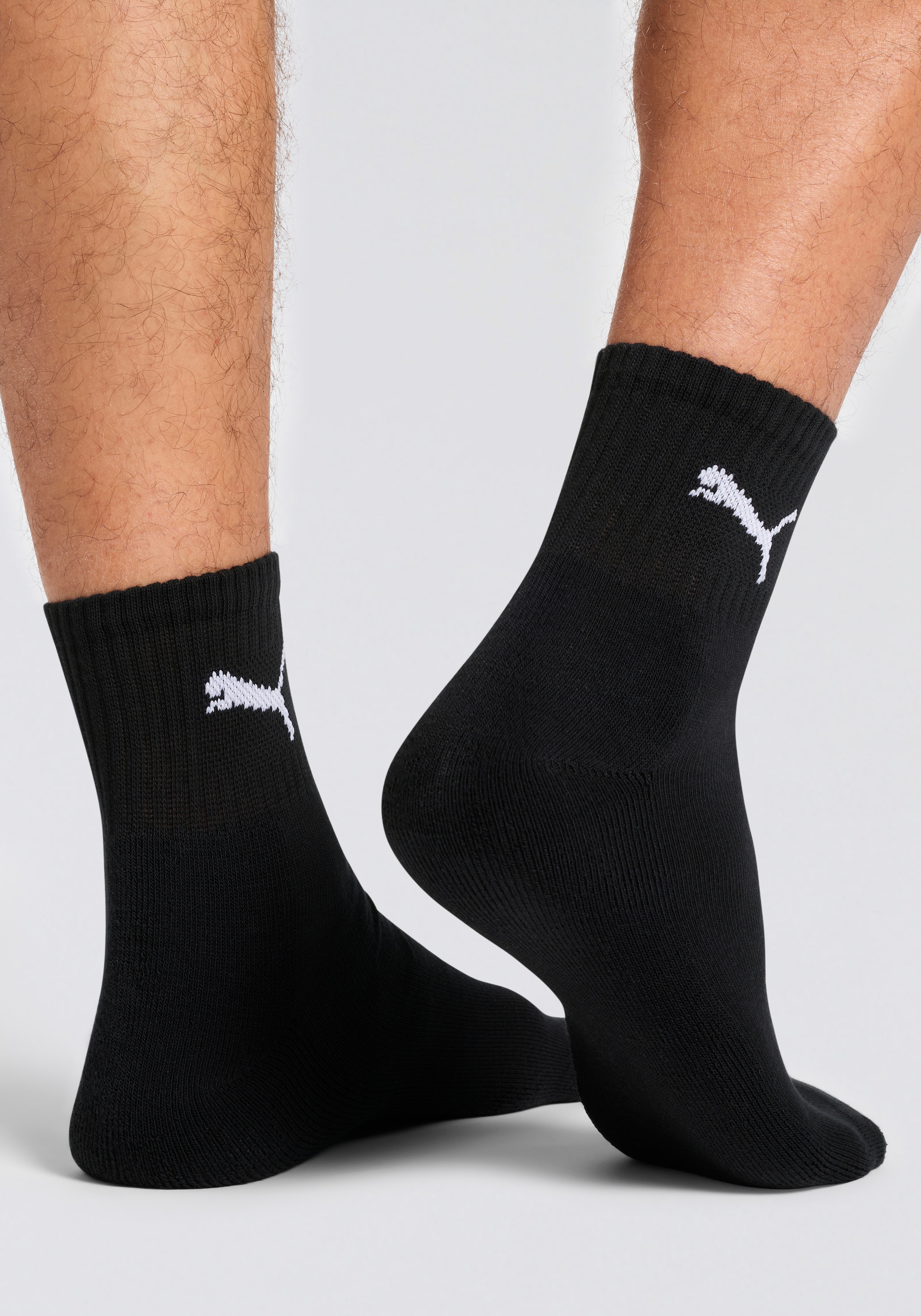 PUMA Sportsocken »short crew« 3 Paar tlg. gepolsterte Frottee-Sohle, atmungsaktiv