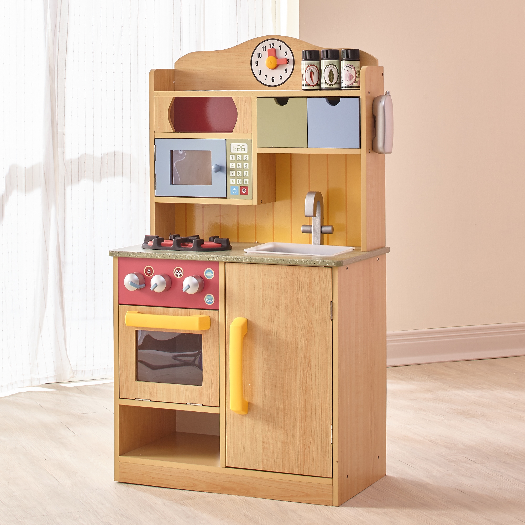 TEAMSON™ KIDS Spielküche »Holzspielzeug,«, online mit kaufen Bedienknöpfen drehbaren mit Klickgeräusch