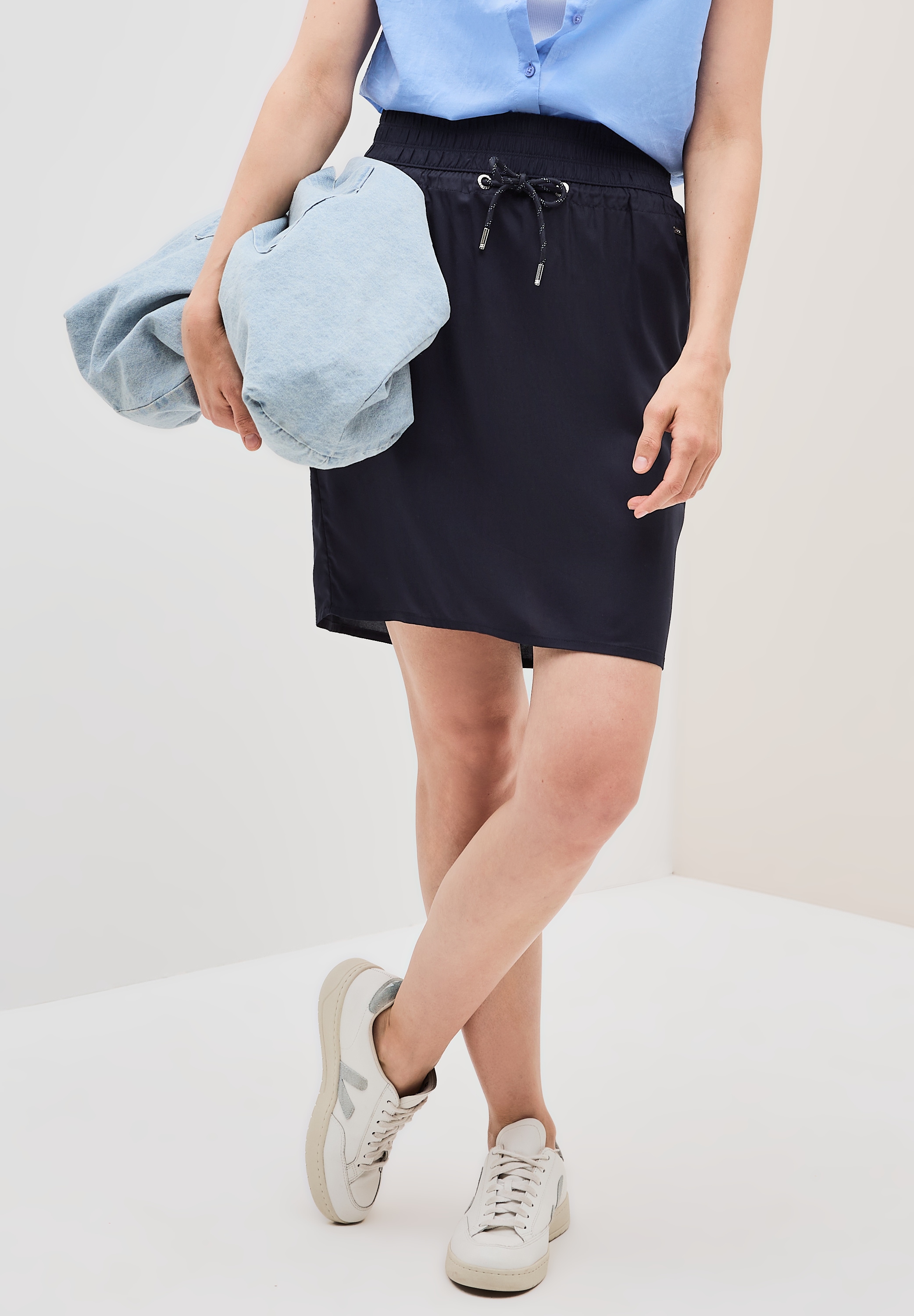 CECIL Minirock mit Kordelzug und elastischem Bund urban dark blue M (40) M (40) Knielange Rock im Style Chelsea von CECIL