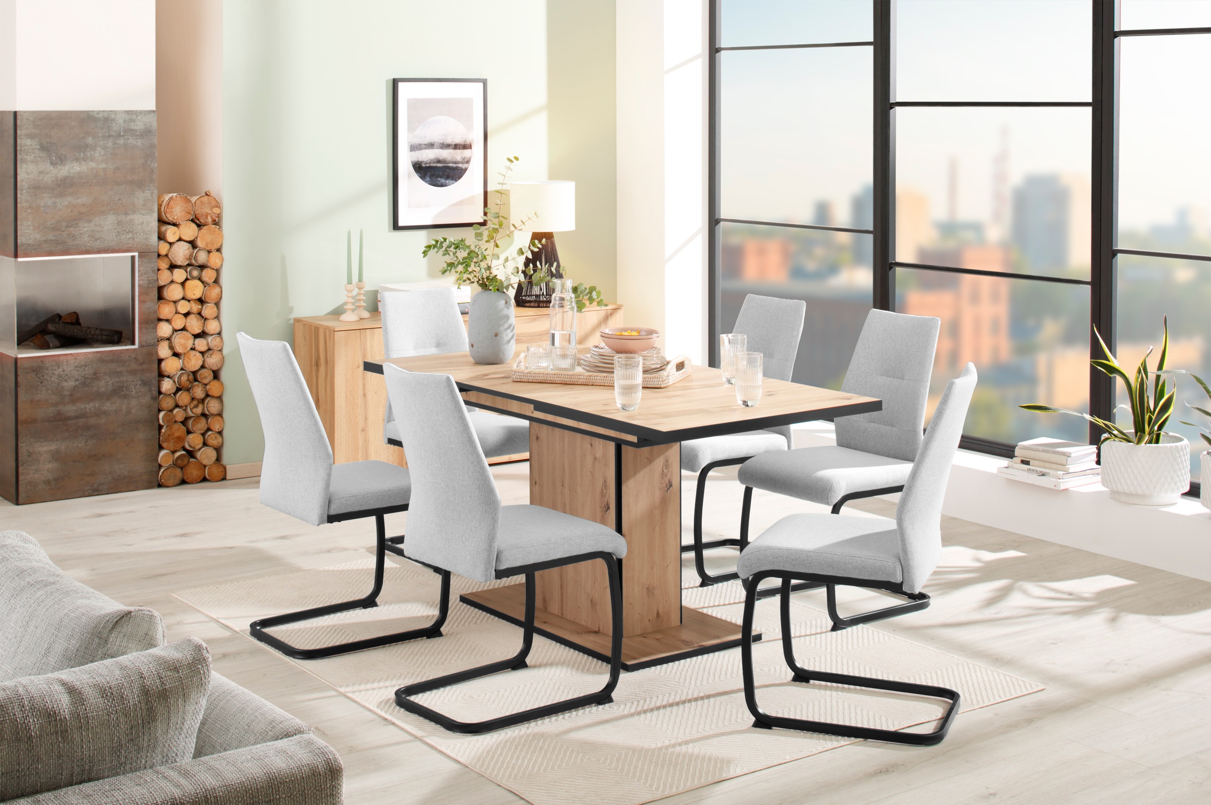 HELA Essgruppe »Ariana, Esstisch mit 6 Stühlen, ausziehbarer Küchentisch« S günstig online kaufen