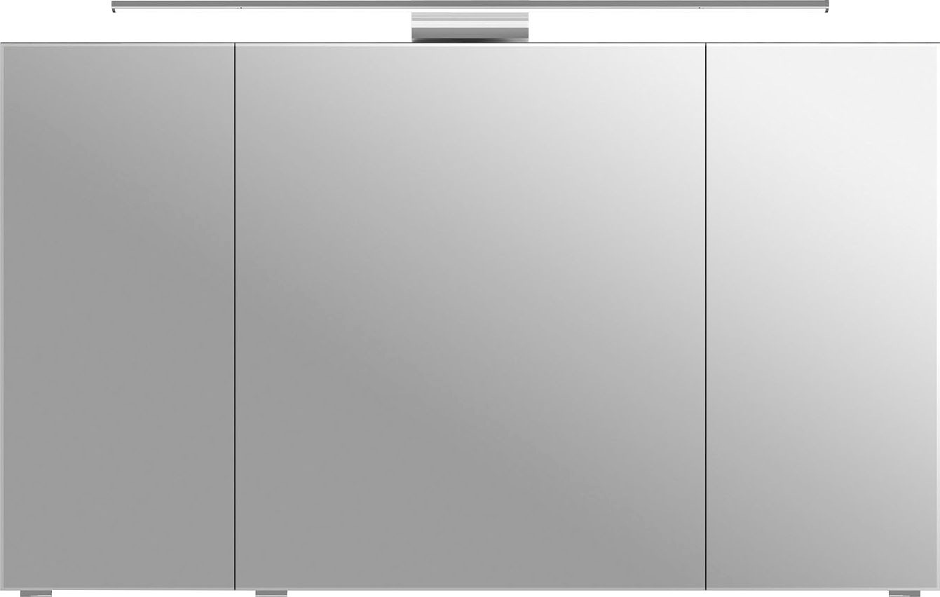 Saphir Badmöbel-Set »6005 Sprint Keramik-Waschtisch mit LED-Spiegelschrank, 122 cm breit«, (2 St.), Waschplatz inkl. Türdämpfer, 3 Türen, 2 Schubladen, Waschtisch Set