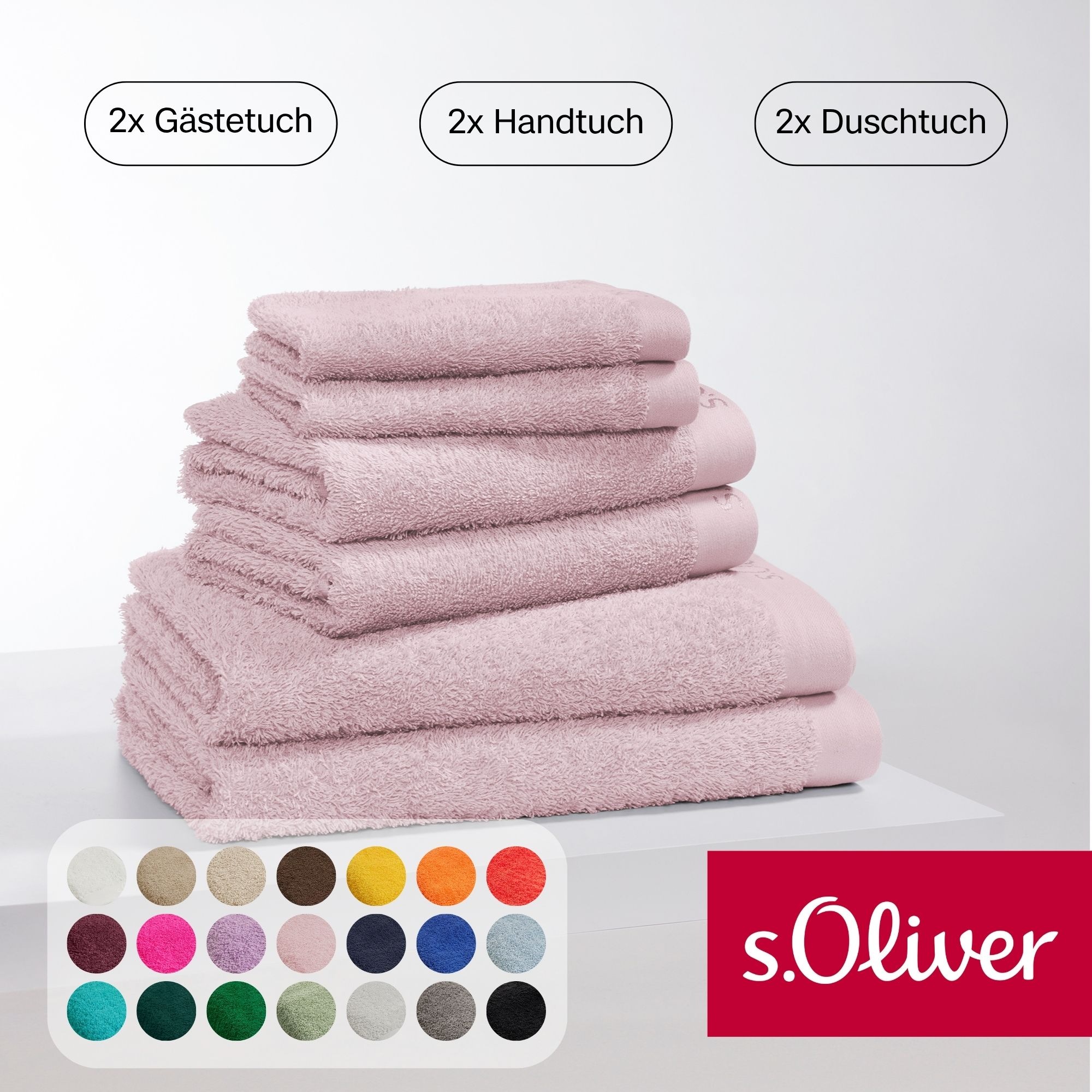 s.Oliver Handtuch Set »s.Oliver, Premium Qualität, 600 gr/m²«, (Set, 6 St., 2 Gästetücher 30x50 cm-2 Handtücher 50x100 cm-2 Duschtücher 70x140 cm), 2 Gästetücher 30x50, 2 Handtücher 50x100, 2 Duschtücher 70x140