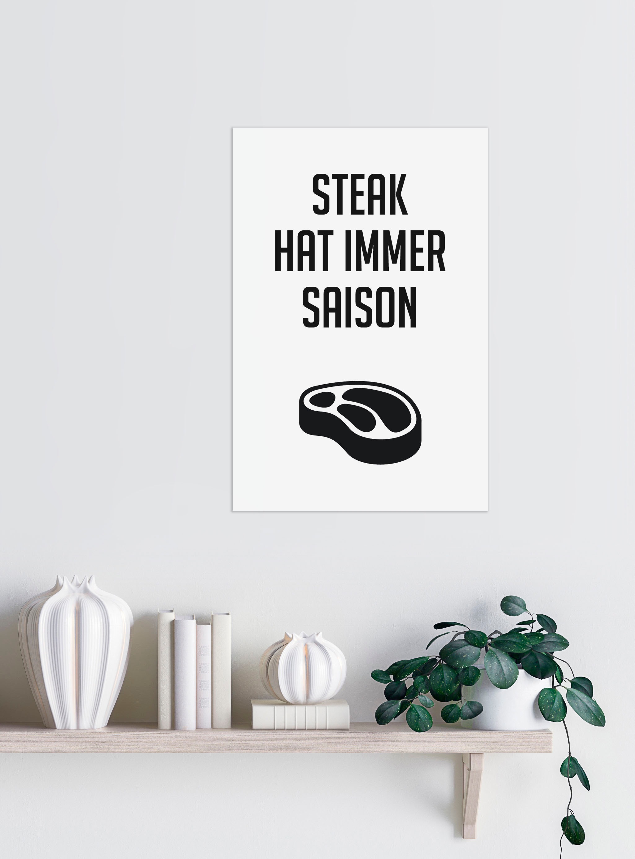 queence Wanddekoobjekt »Steak«, Stahlschild, Blechschild, Spruch, Witzig, Wanddeko, retro, 20x30cm