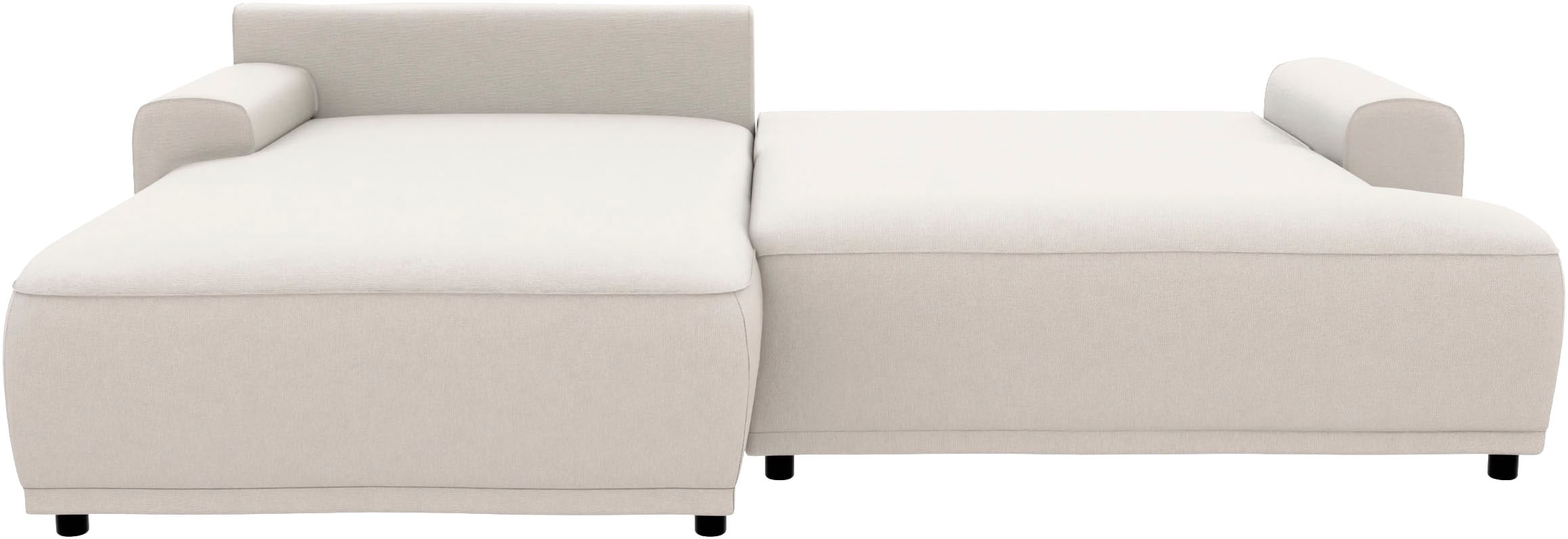 TRENDMANUFAKTUR Ecksofa »Fordon, Schlafsofa mit Bettkasten, Couch in L-Form, Breite 250 cm« in Struktur LUMOS, 3D-Effekt, sandgrau, Recamiere links