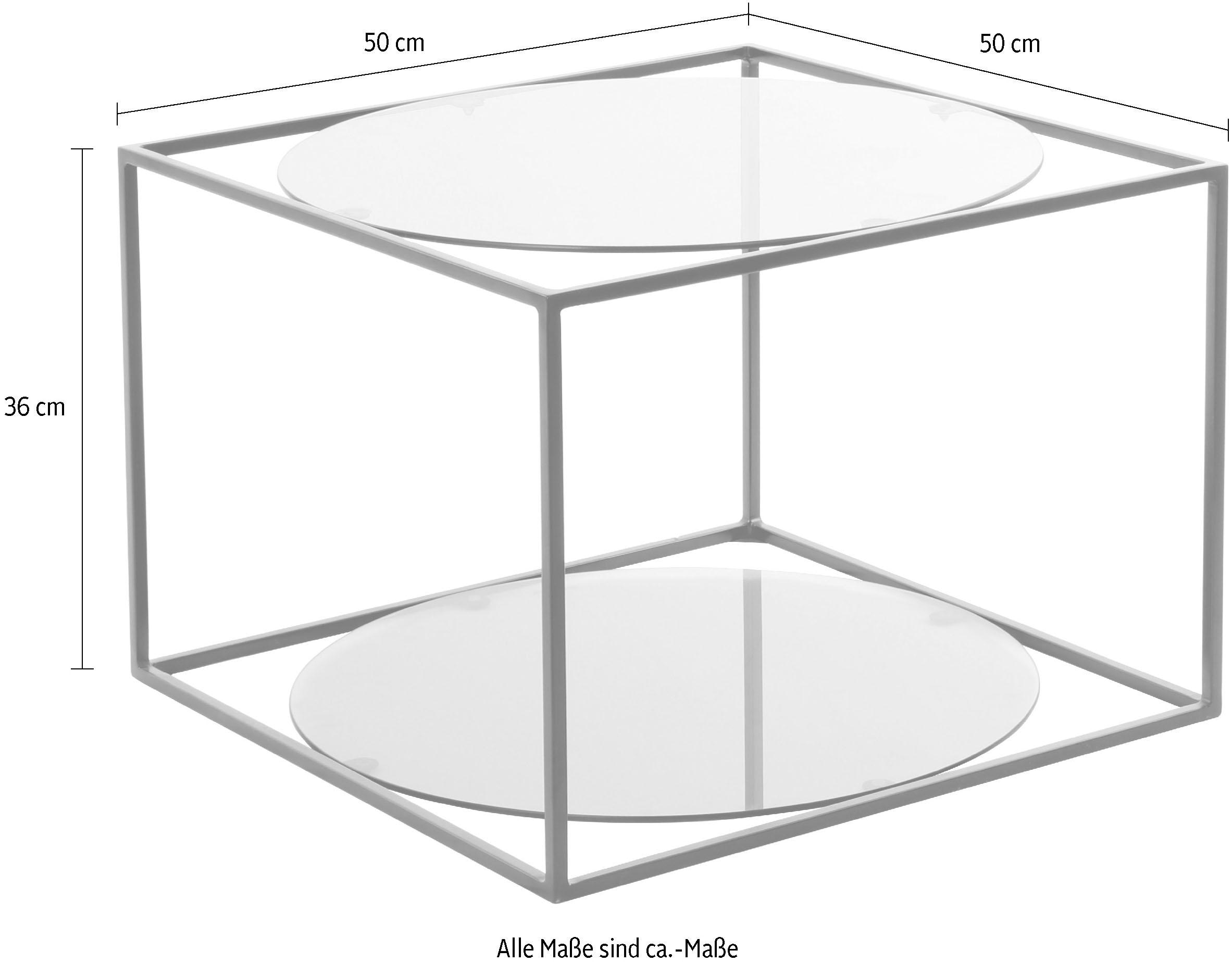 Kayoom Beistelltisch »Cody, Beistelltisch in Würfelform, offenes, modernes Design«, (1 St.), moderne Kubusform mit runden Ablageflächen aus Glas