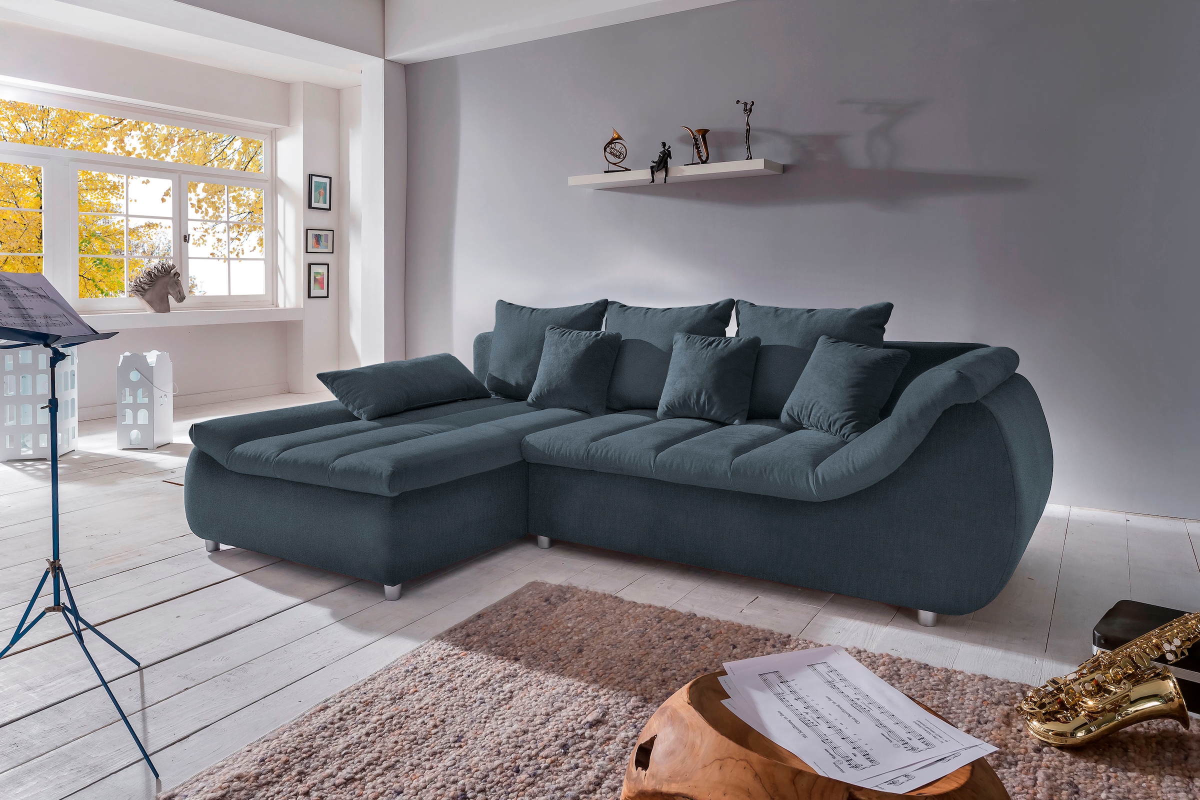 INOSIGN Ecksofa »Imola elegant und bequem, aktuelle Steppung im Sitz, L-For günstig online kaufen