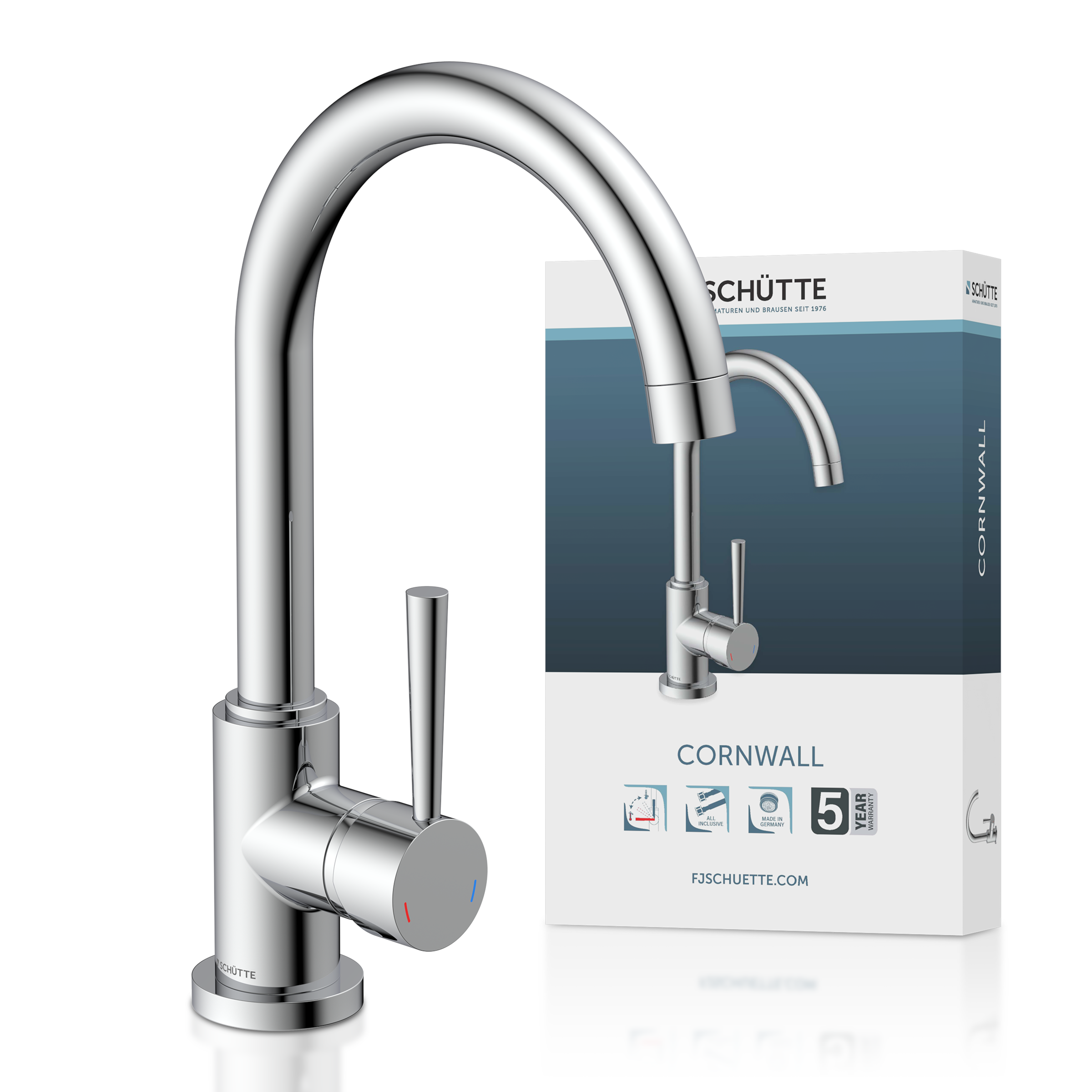 Schütte Spültischarmatur »CORNWALL« energiesparender Cold-Start, 360° schwenkbare Mischbatterie, Hochdruck