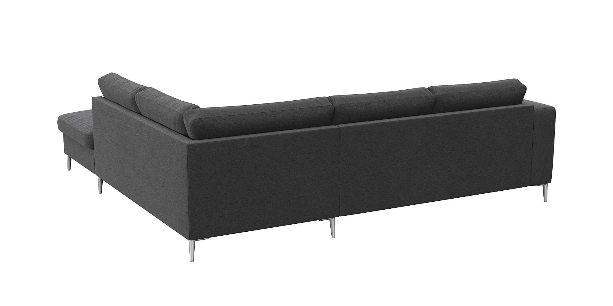 FLEXLUX Ecksofa »Fiore, L-Form«, breite Armlehnen, Füße alufarben, B/T 241/225 cm, Kaltschaum im Sitz