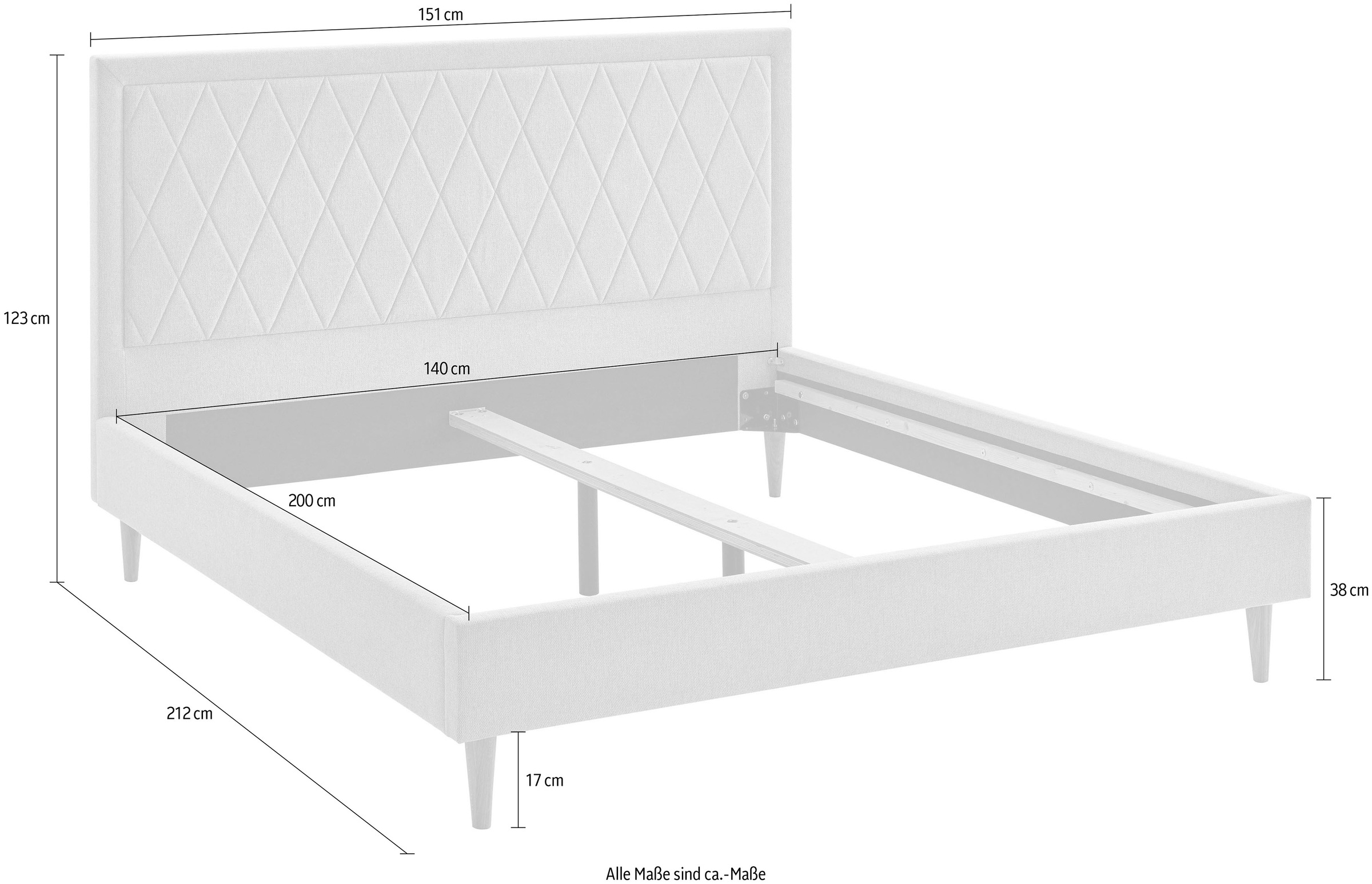 5. Bild von ATLANTIC home collection Polsterbett »Paulin«, mit gestepptem Kopfteil